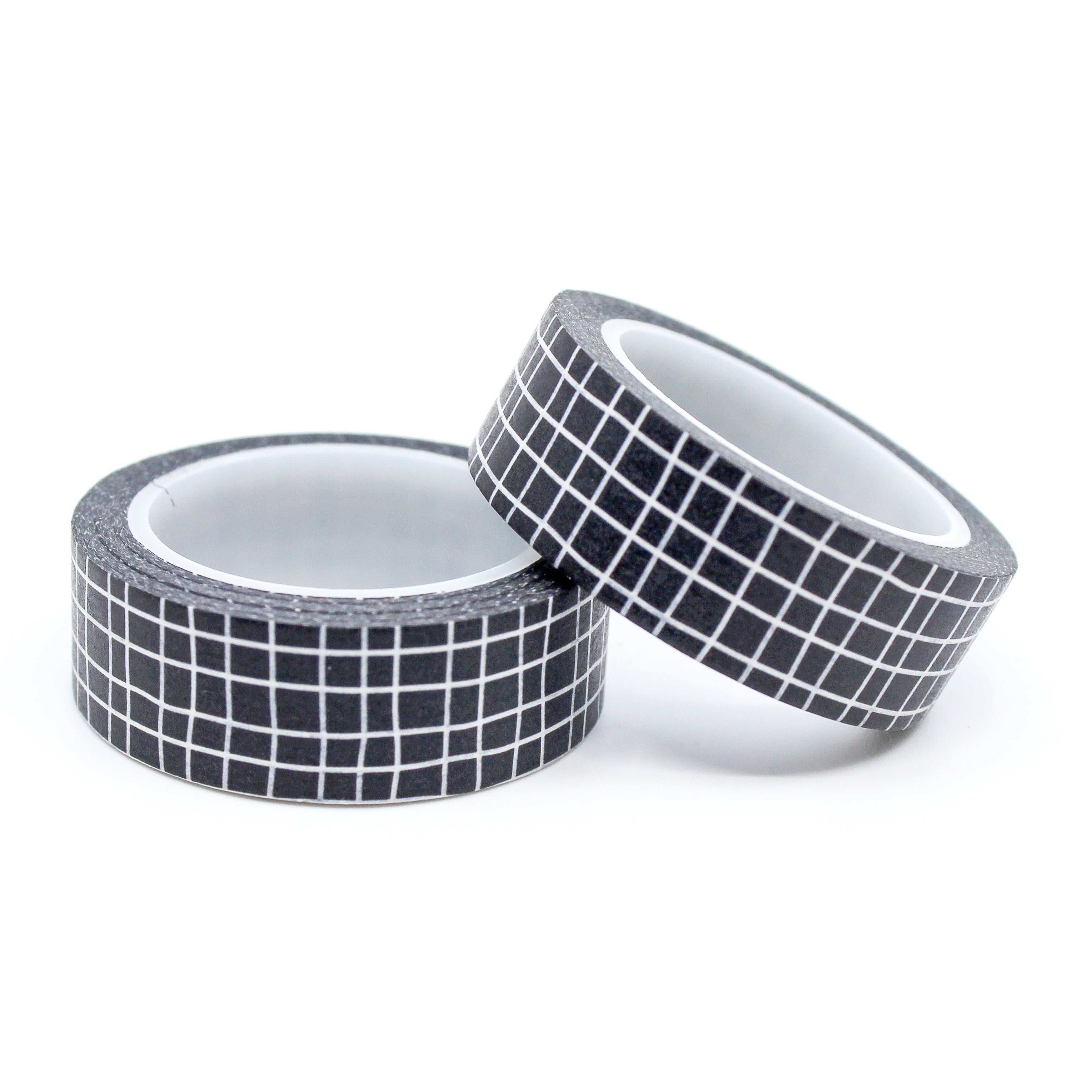 This is a full pattern repeat view of black modern grid washi tape BBB Supplies Craft Shop