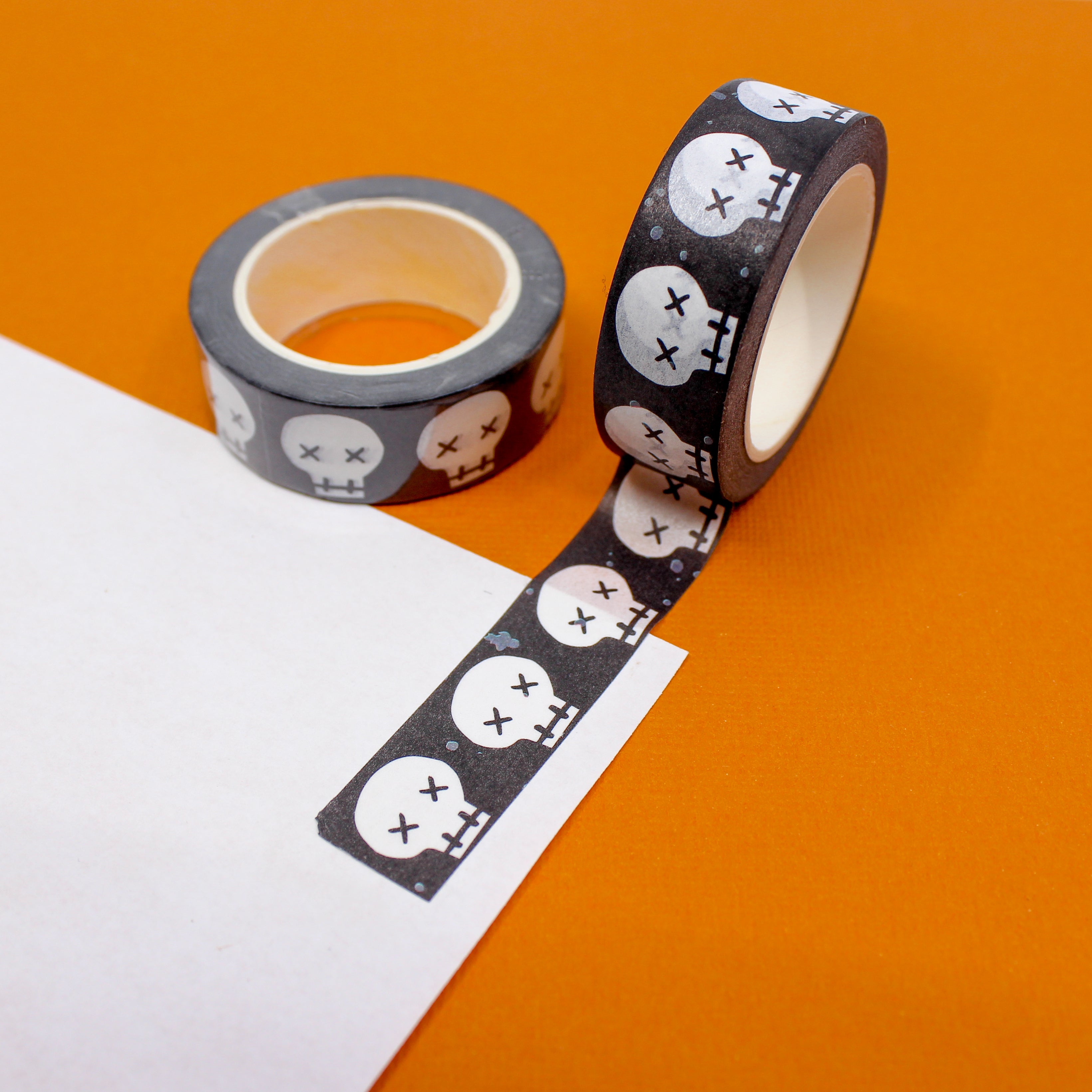 This is a cute black skulls with x's eyes washi tape from BBB Supplies Craft Shop