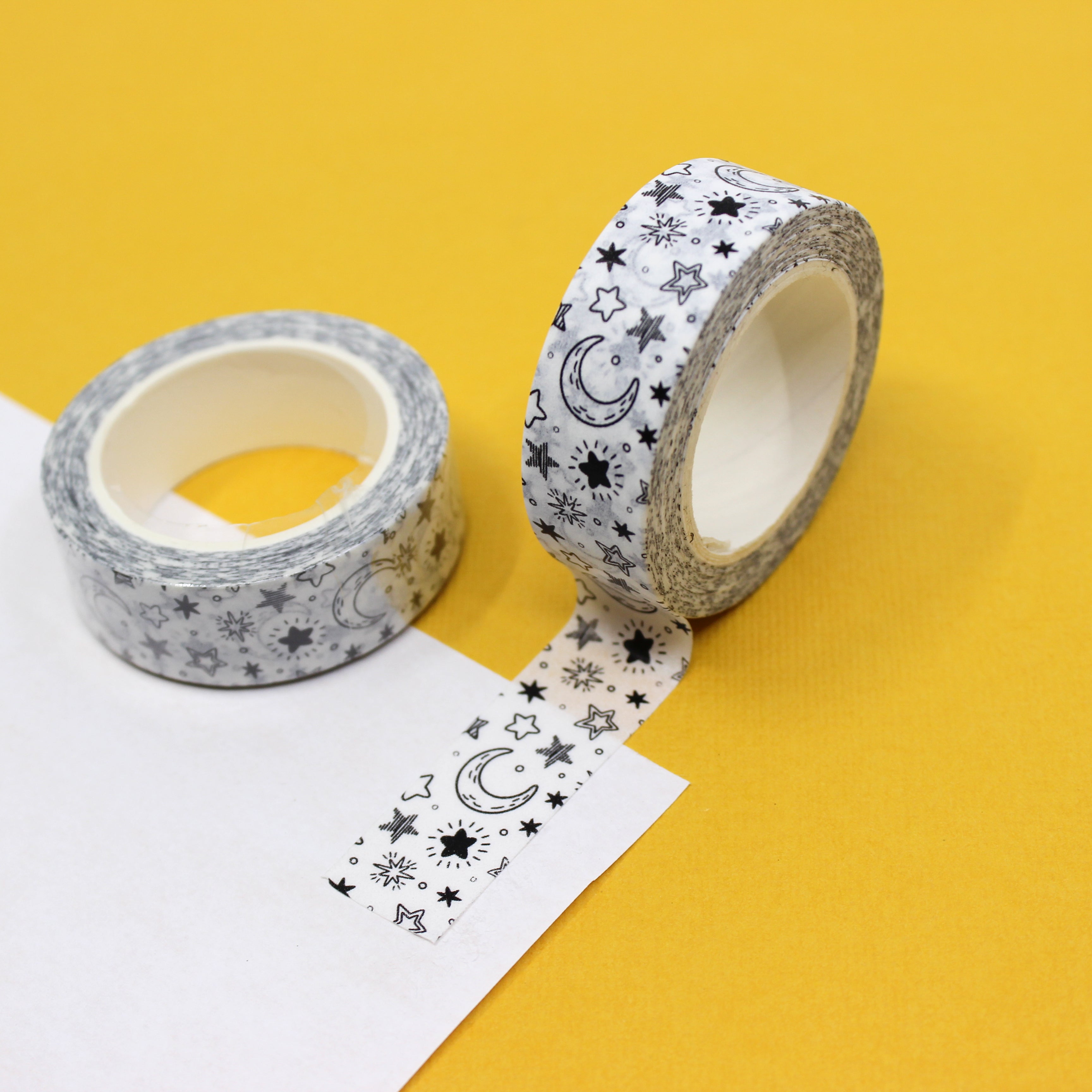 This is a black and white interstellar themed washi tape from BBB Supplies Craft Shop