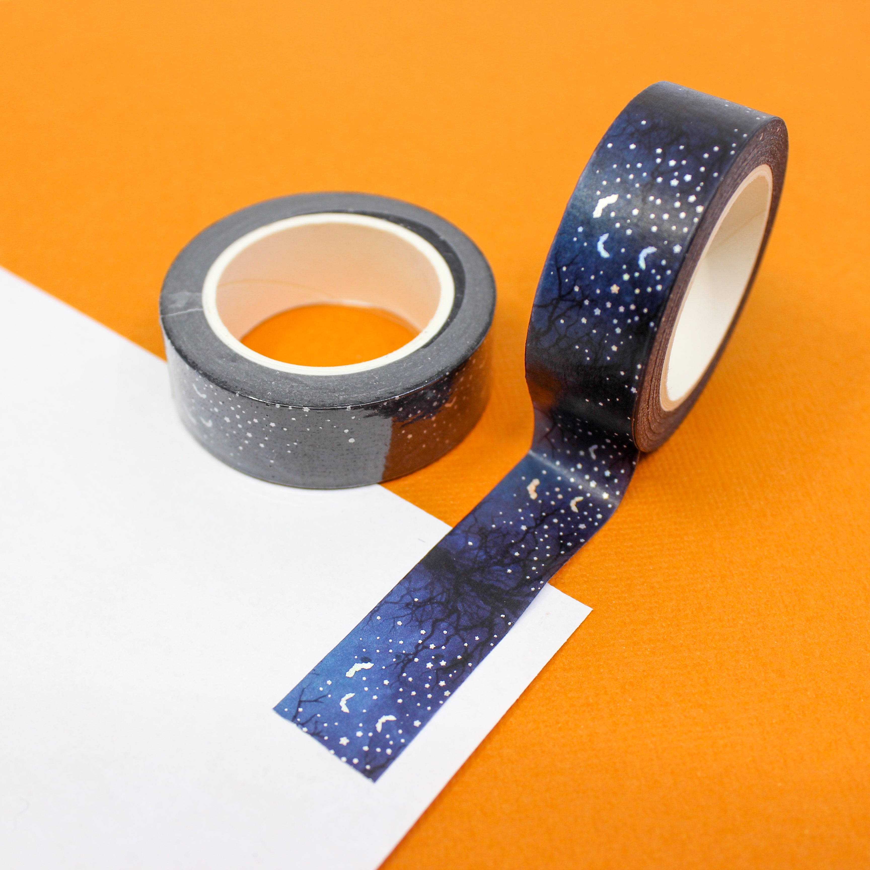 This is a silver foil Halloween bats washi tape from BBB Supplies Craft Shop