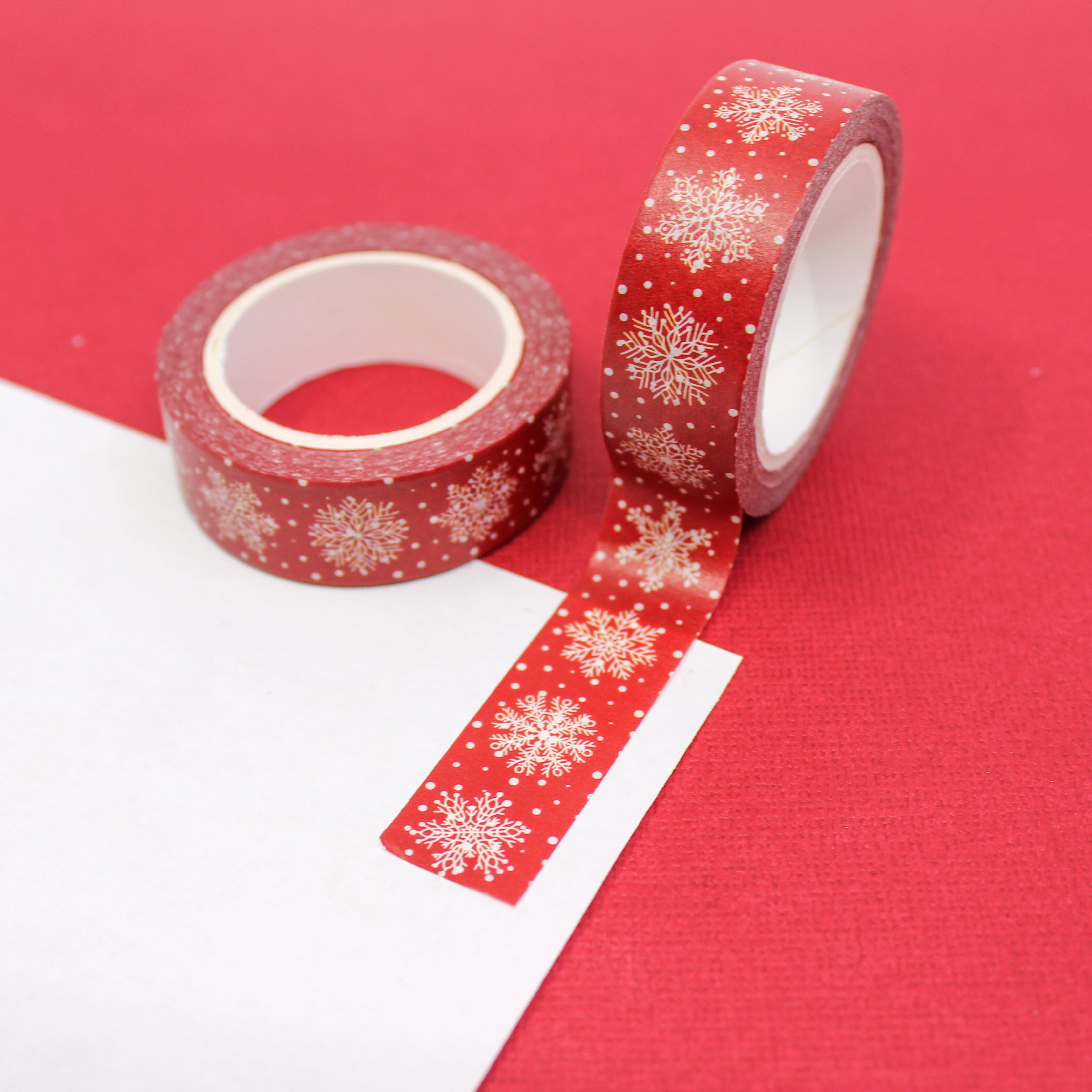 This is a dark red snowflakes washi tape from BBB Supplies Craft Shop  