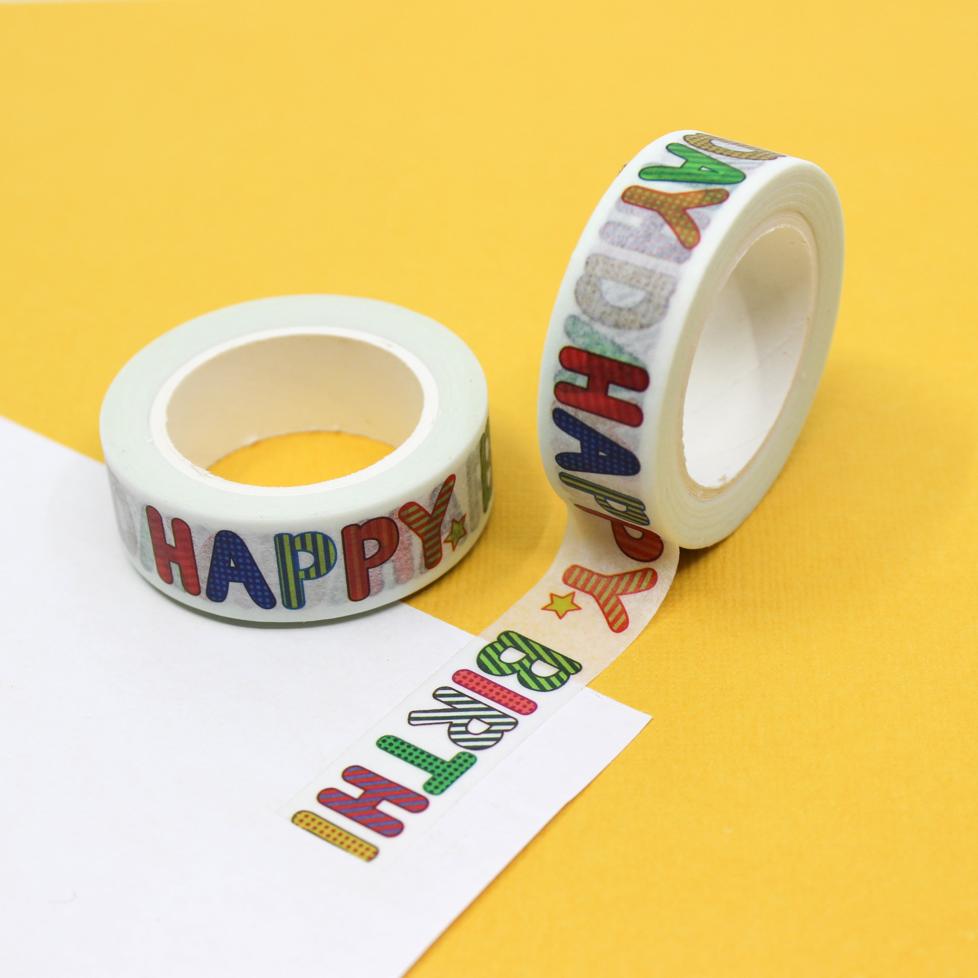 This is a fun happy birthday phrases view themed washi tape from BBB Supplies Craft Shop