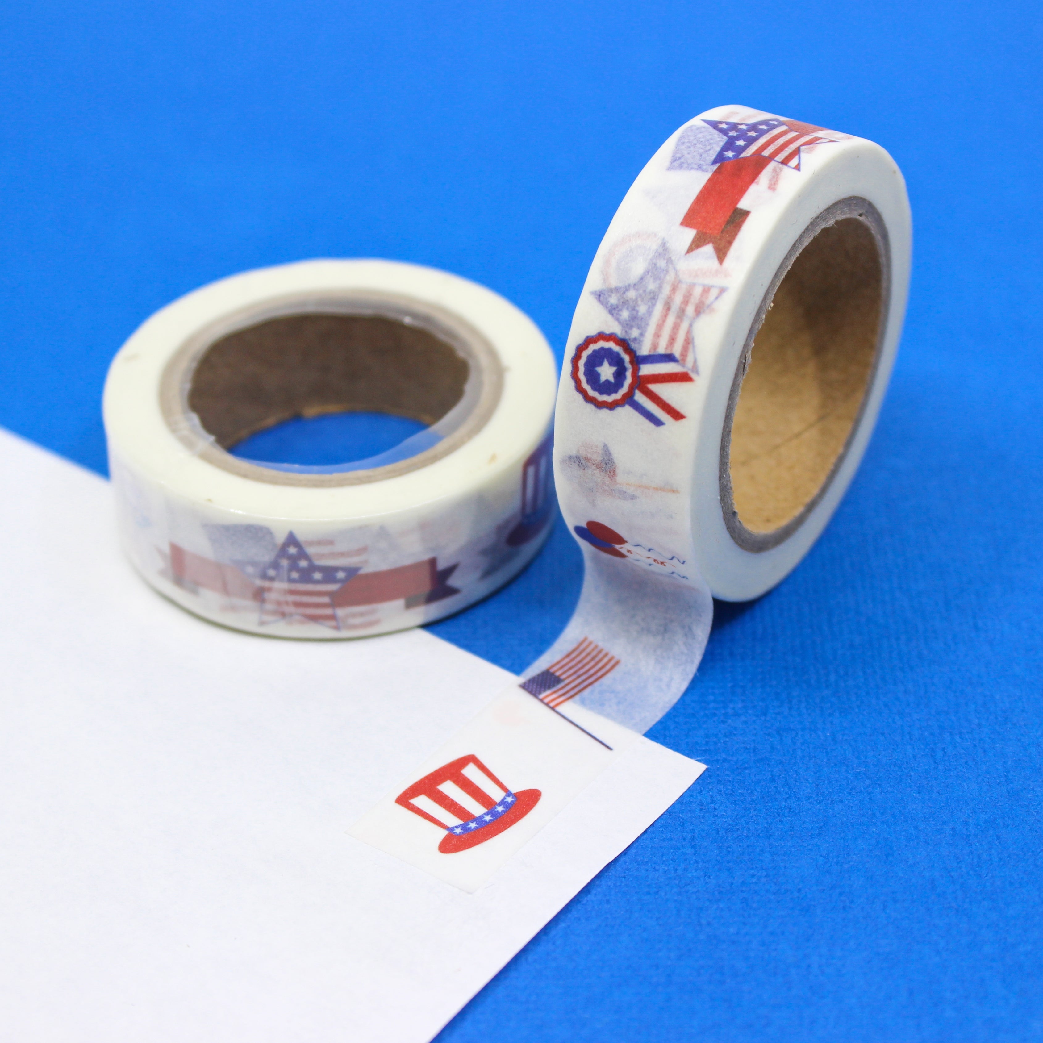 This is a gorgeous emblems of American symbols on the 4th of July celebration view themed washi tape from BBB Supplies Craft Shop