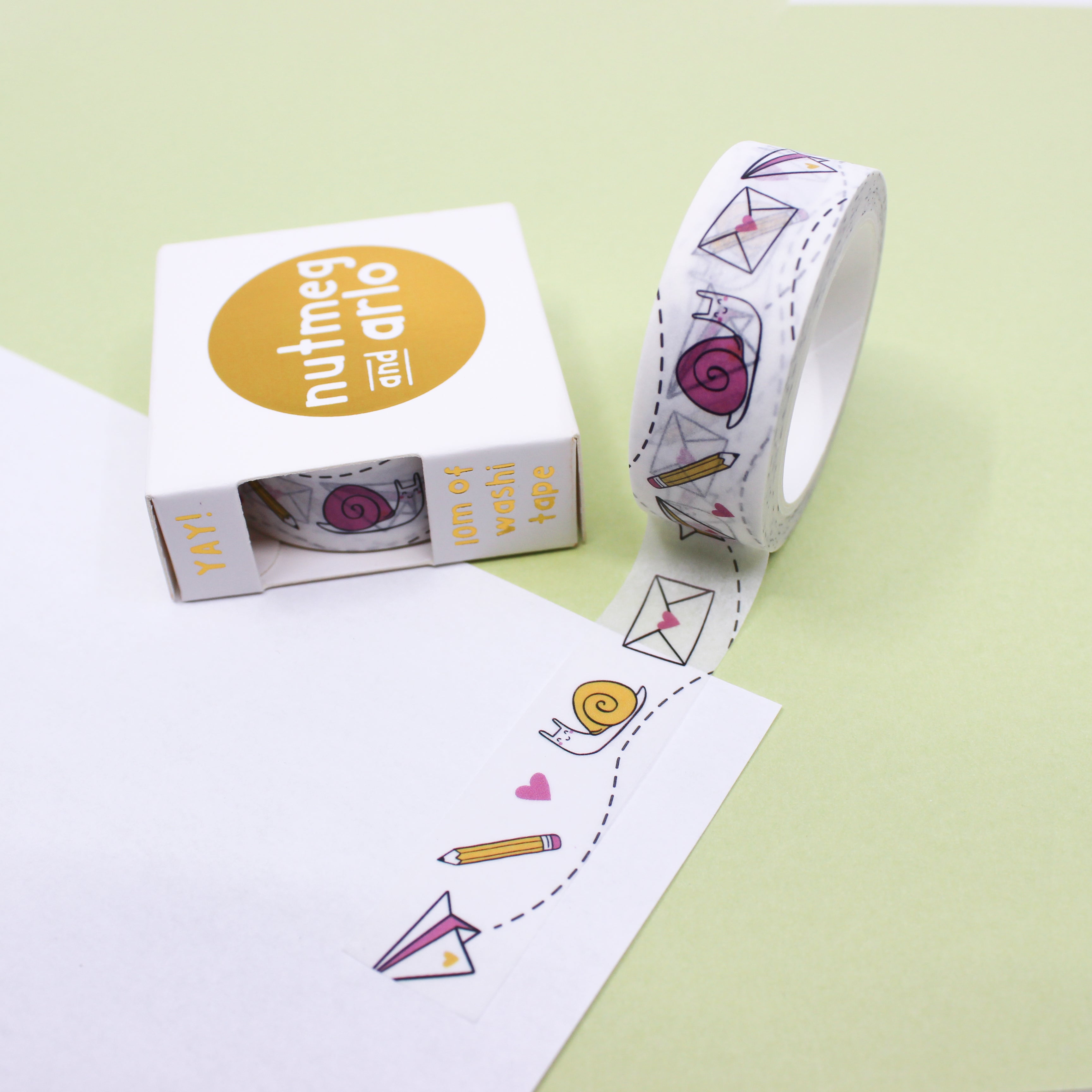 This is a snail mail with pencil and envelope themed washi tape from BBB Supplies Craft Shop