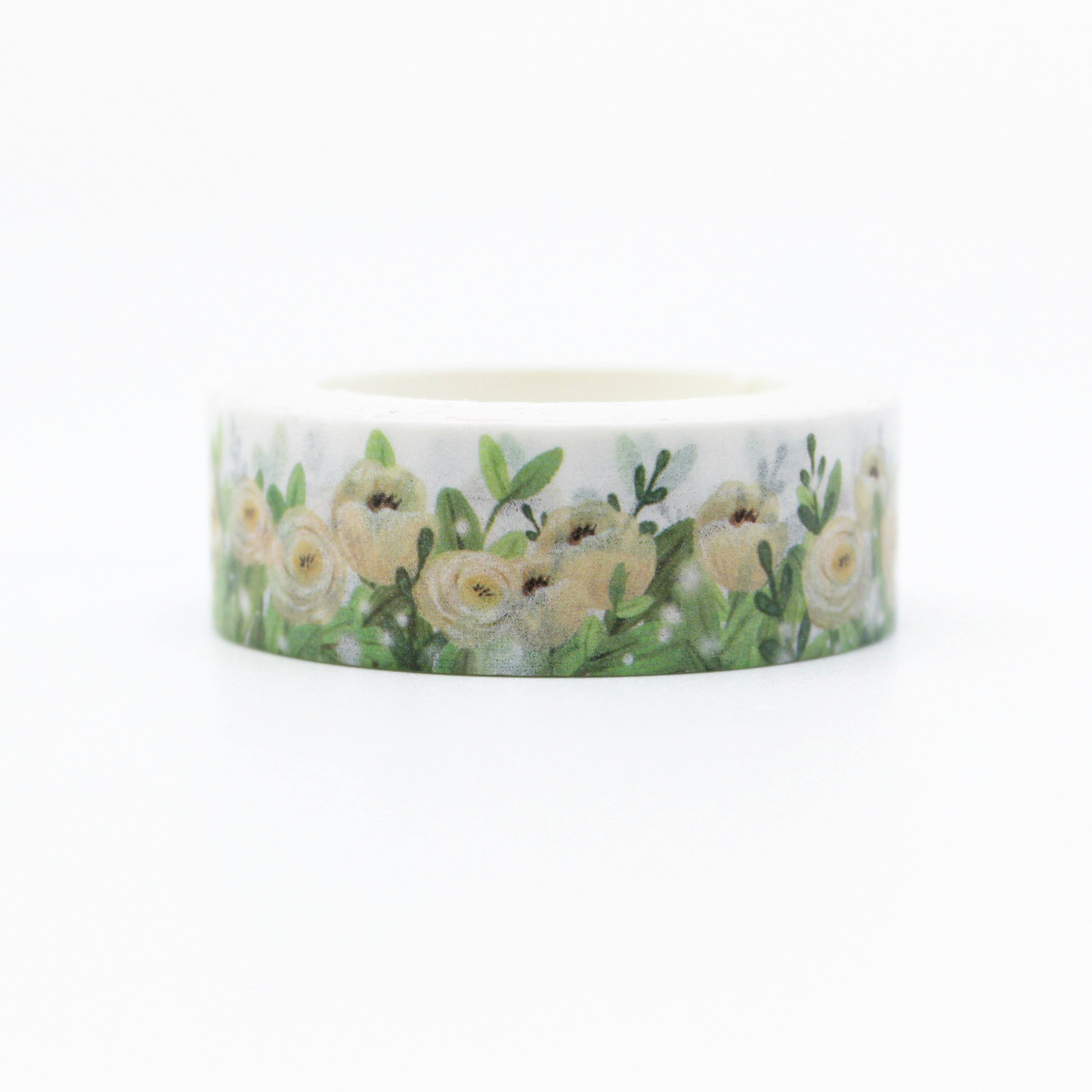 This is a view of cute pretty white roses flower collections pattern washi tape from BBB Supplies Craft Shop