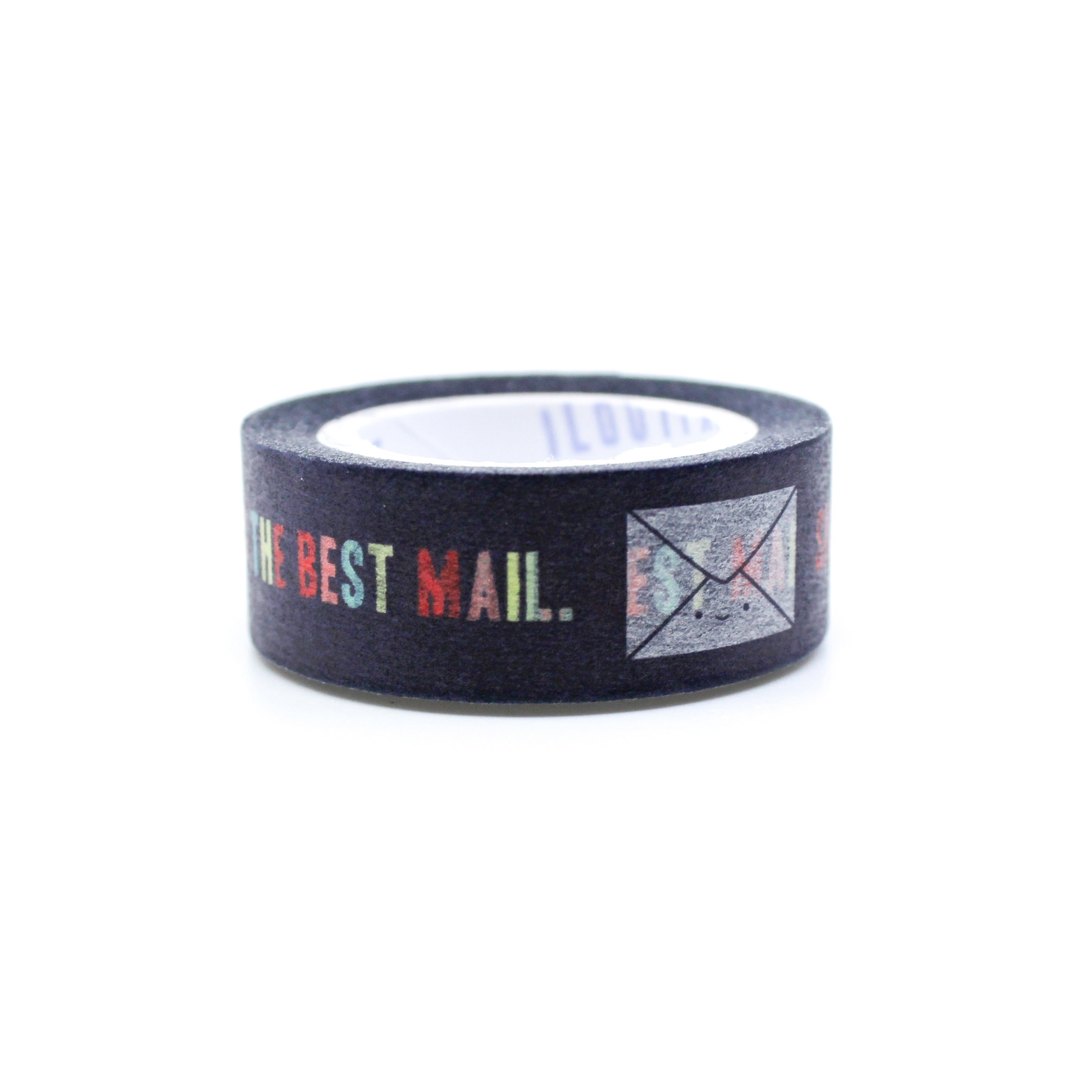 This is a white envelopes with text that says snail mail is the best mail caption themed view of washi tape from BBB Supplies Craft Shop