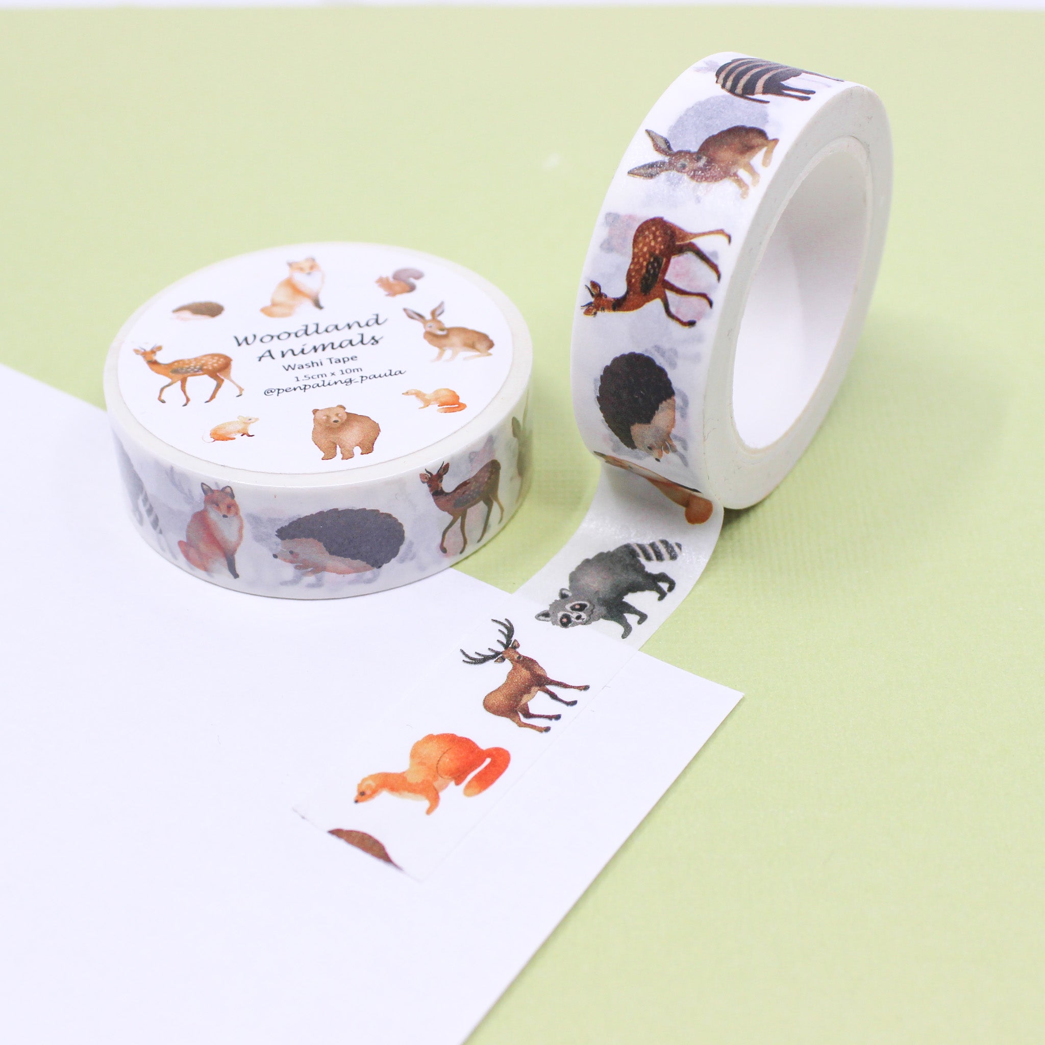 This is a woodland creatures pattern washi tape from BBB Supplies Craft Shop