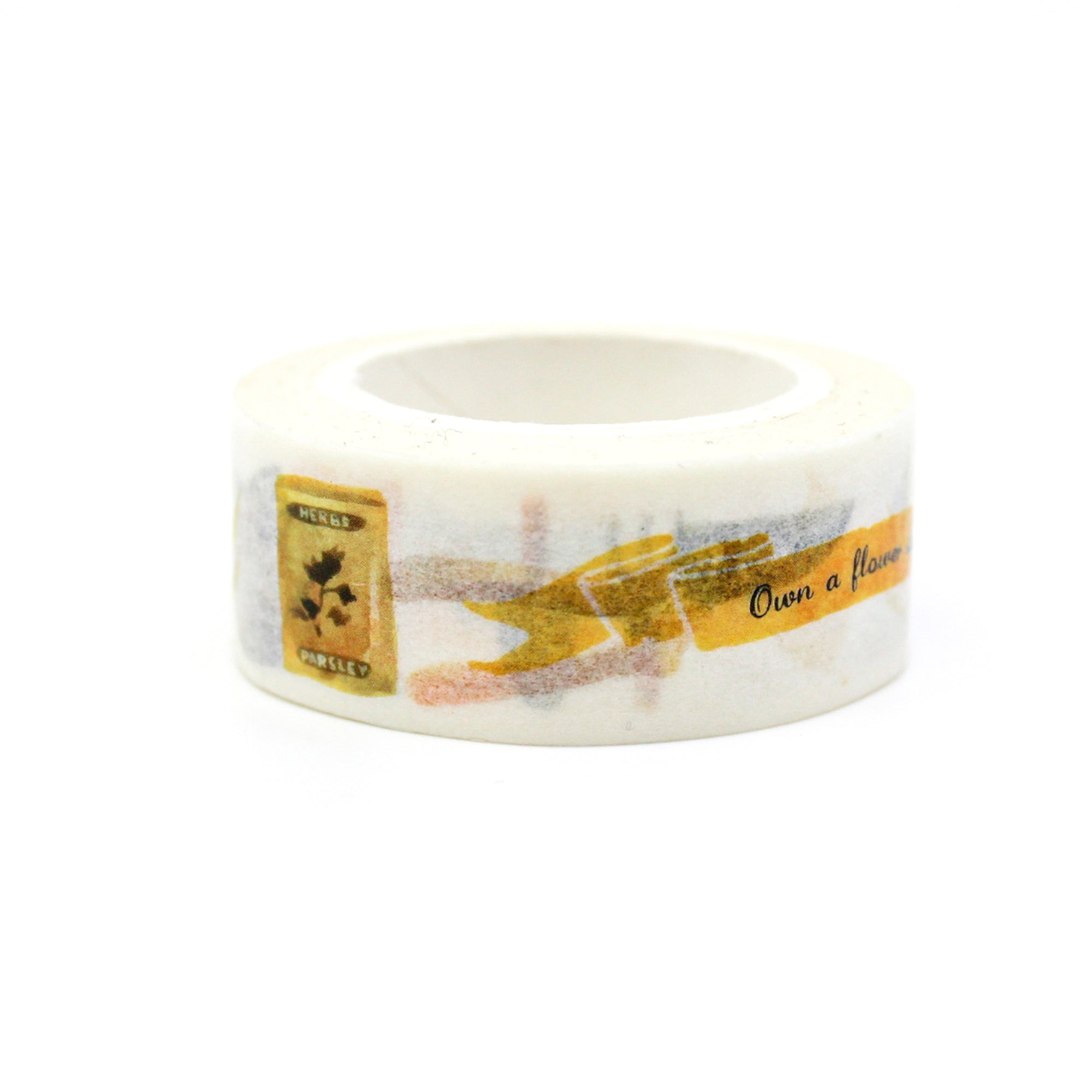 This pretty yellow garden tools tape is a refreshing, colorful pattern perfect for your BUJO and craft projects. This is the perfect gift for a gardening hobbyist to schedule their gardening days in their Calendar or seal up seed packets. This adorable tape is sold at BBB Supplies Craft Shop.