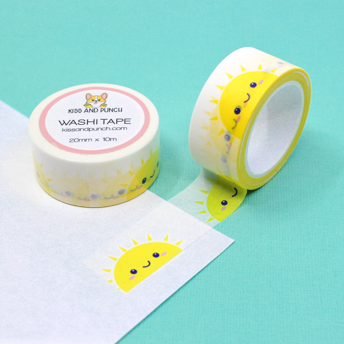 Cheery Yellow Smiling Sunshine Washi, Journaling Tapes