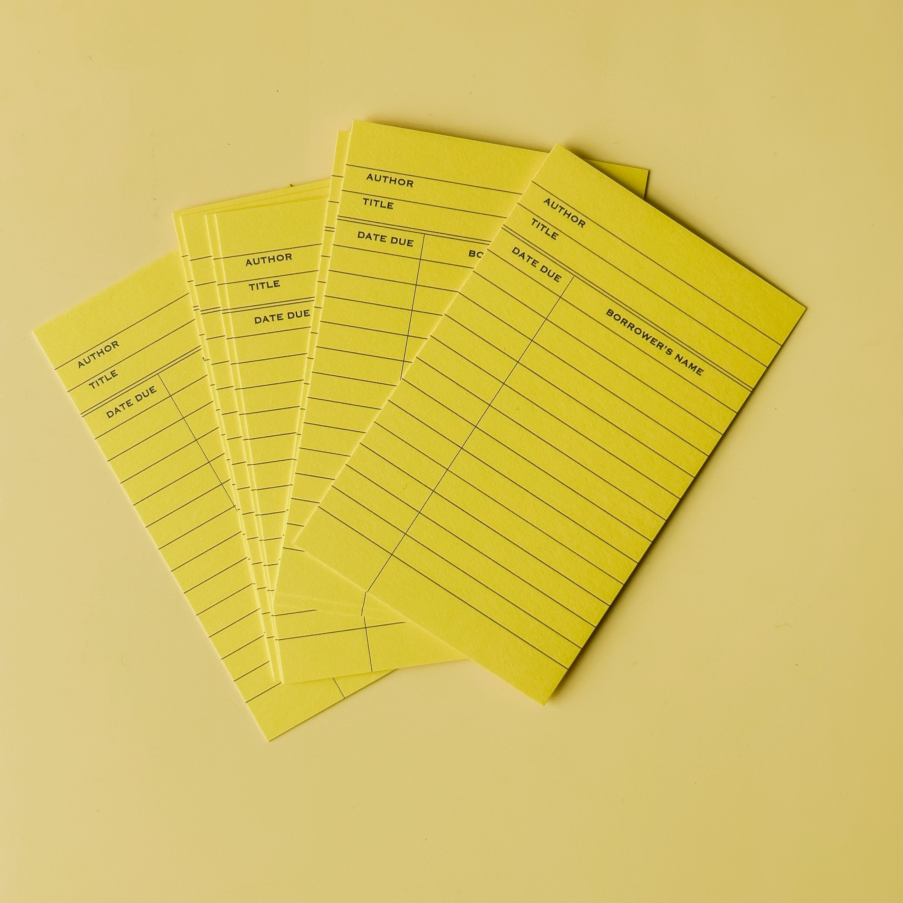 These adorable mini notecards resemble the nostolgic and classic yellow library book card. These are designed by kiss and punch and sold at BBB Supplies Craft Shop.