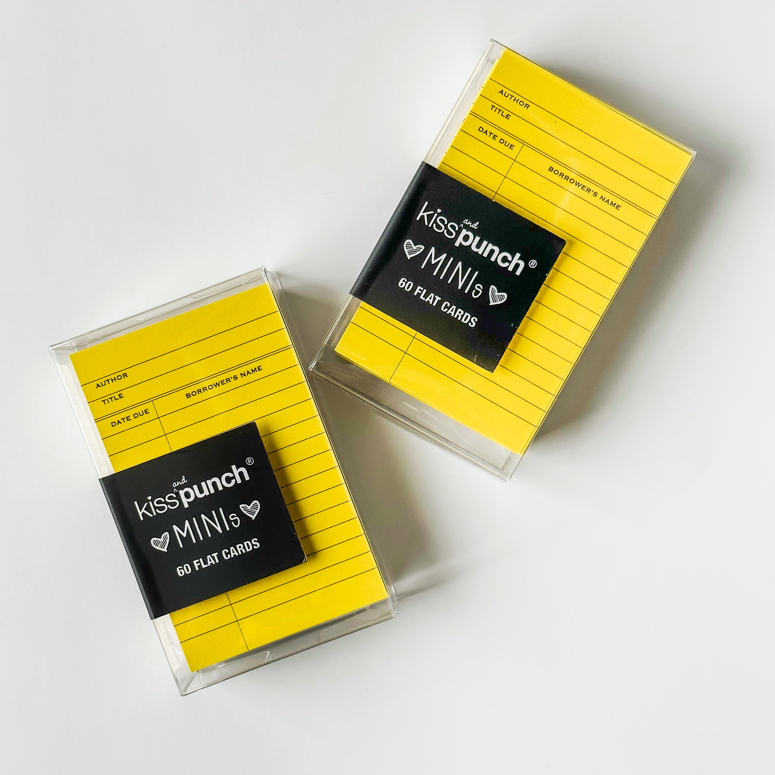 These adorable boxed mini notecards resemble the nostolgic and classic yellow library book card. These are designed by kiss and punch and sold at BBB Supplies Craft Shop.