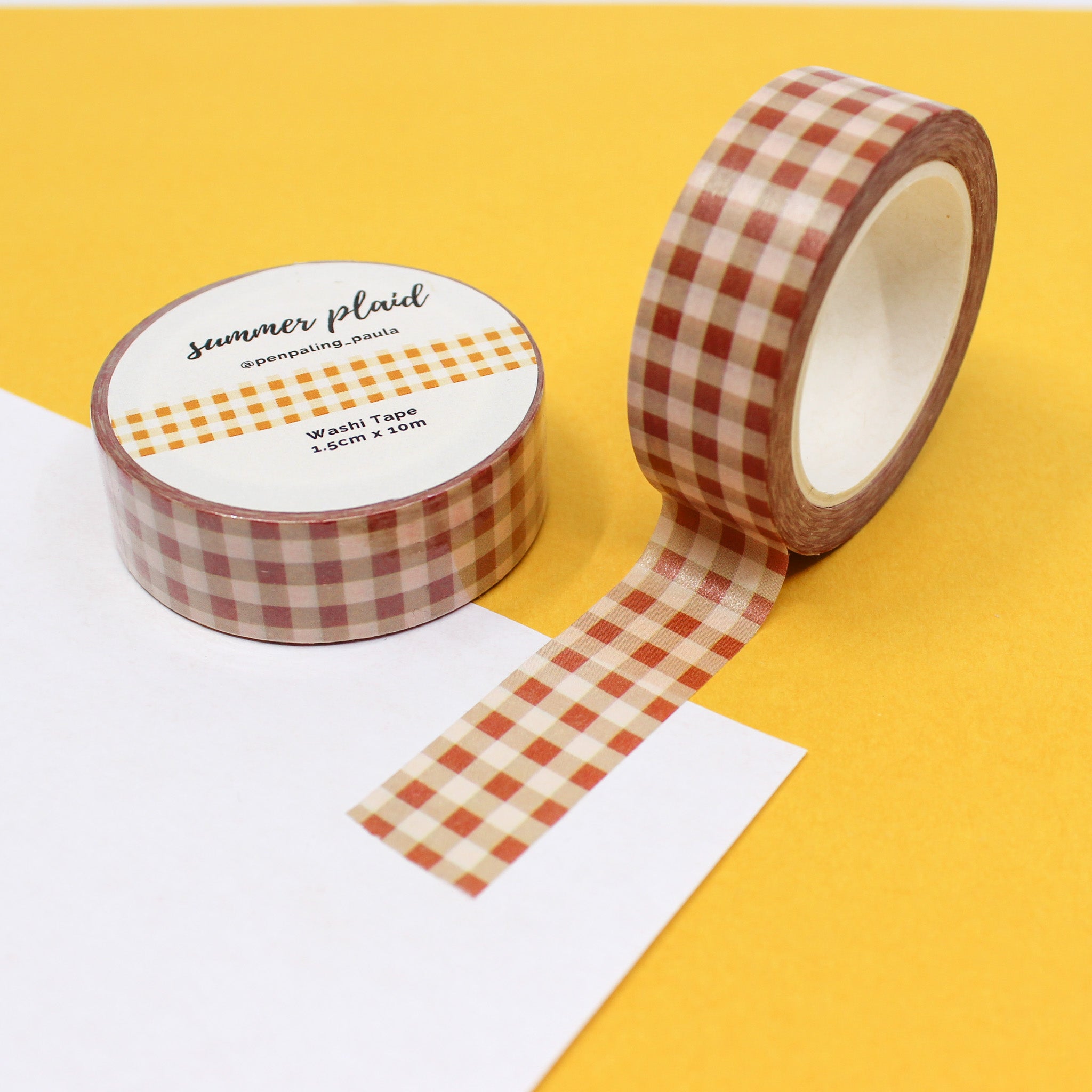This is a yellow plaid pattern washi tape from BBB Supplies Craft Shop