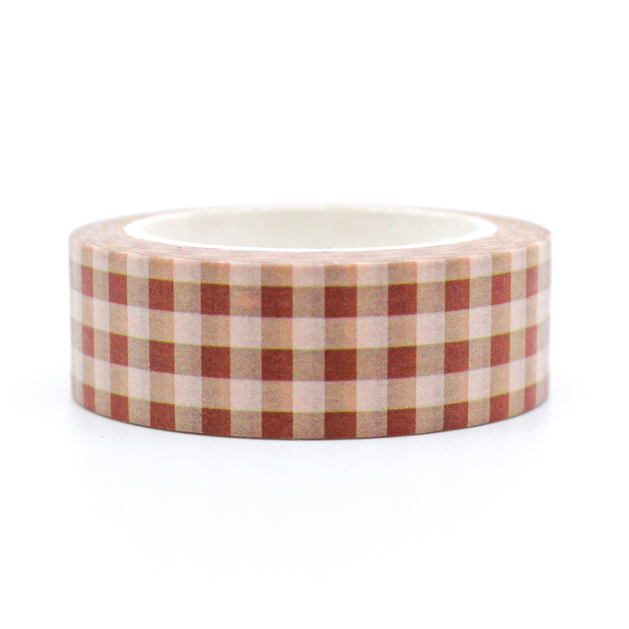This is a yellow and red plaid pattern washi tape from BBB Supplies Craft Shop