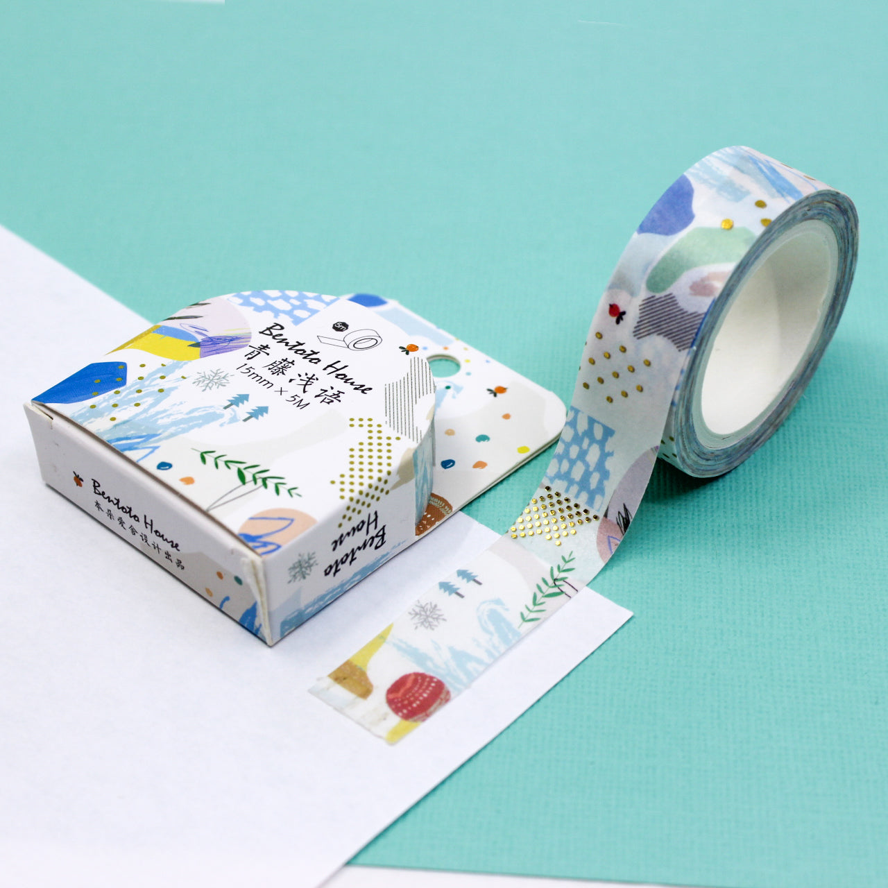 This tape is a unique and pretty decorative pattern that is reminiscent of a retro 80's pattern and will add some sparkle to any craft project, BUJO, or planner spread. We offer four different patterns in this style in our shop. This tape is sold at BBB Supplies Craft Shop.