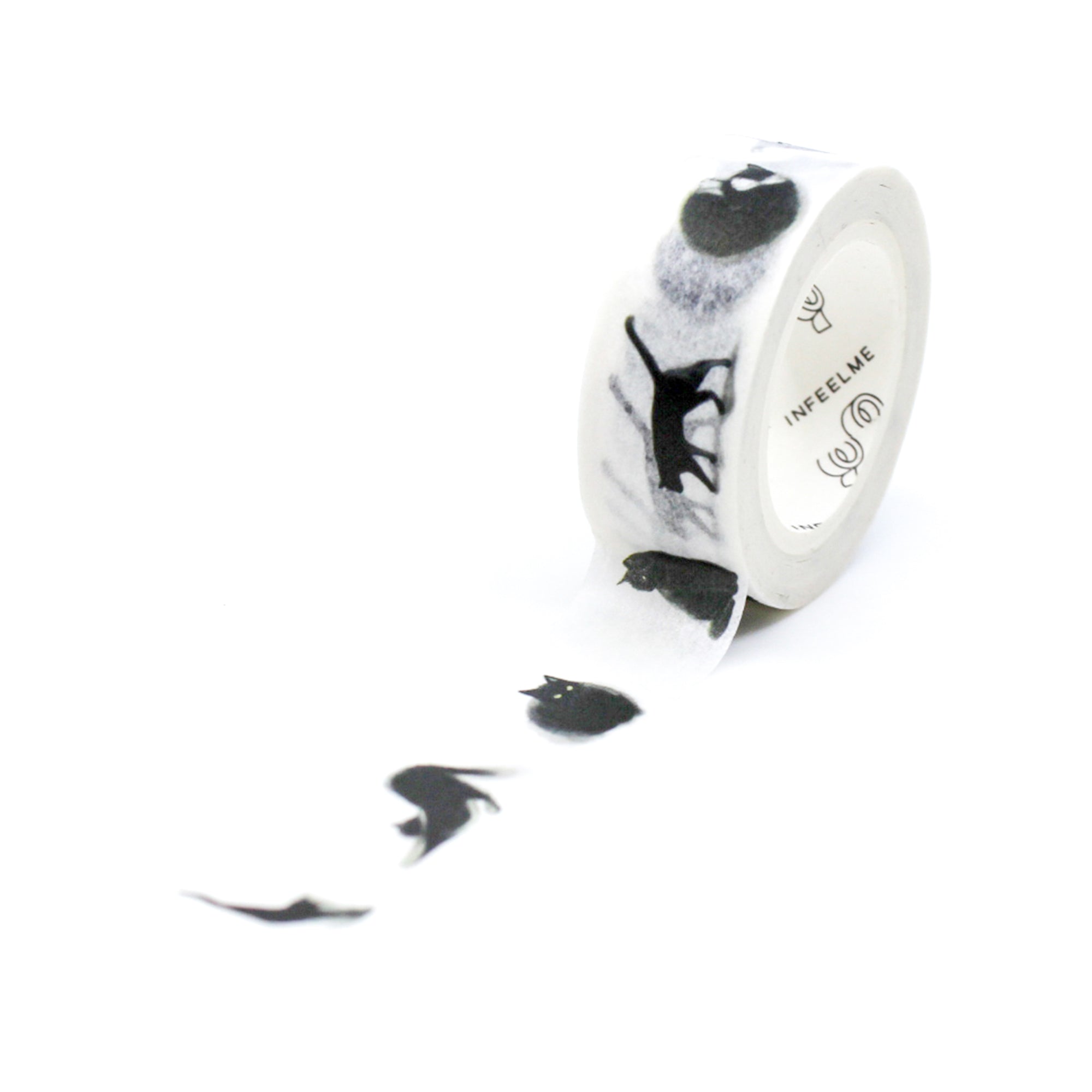 This graphic black and white cat-themed washi features several black cats stretching and being playful, might we say mischievous. This tape is perfect for all our cat-loving customers. This tape is from BBB Supplies Craft Shop.