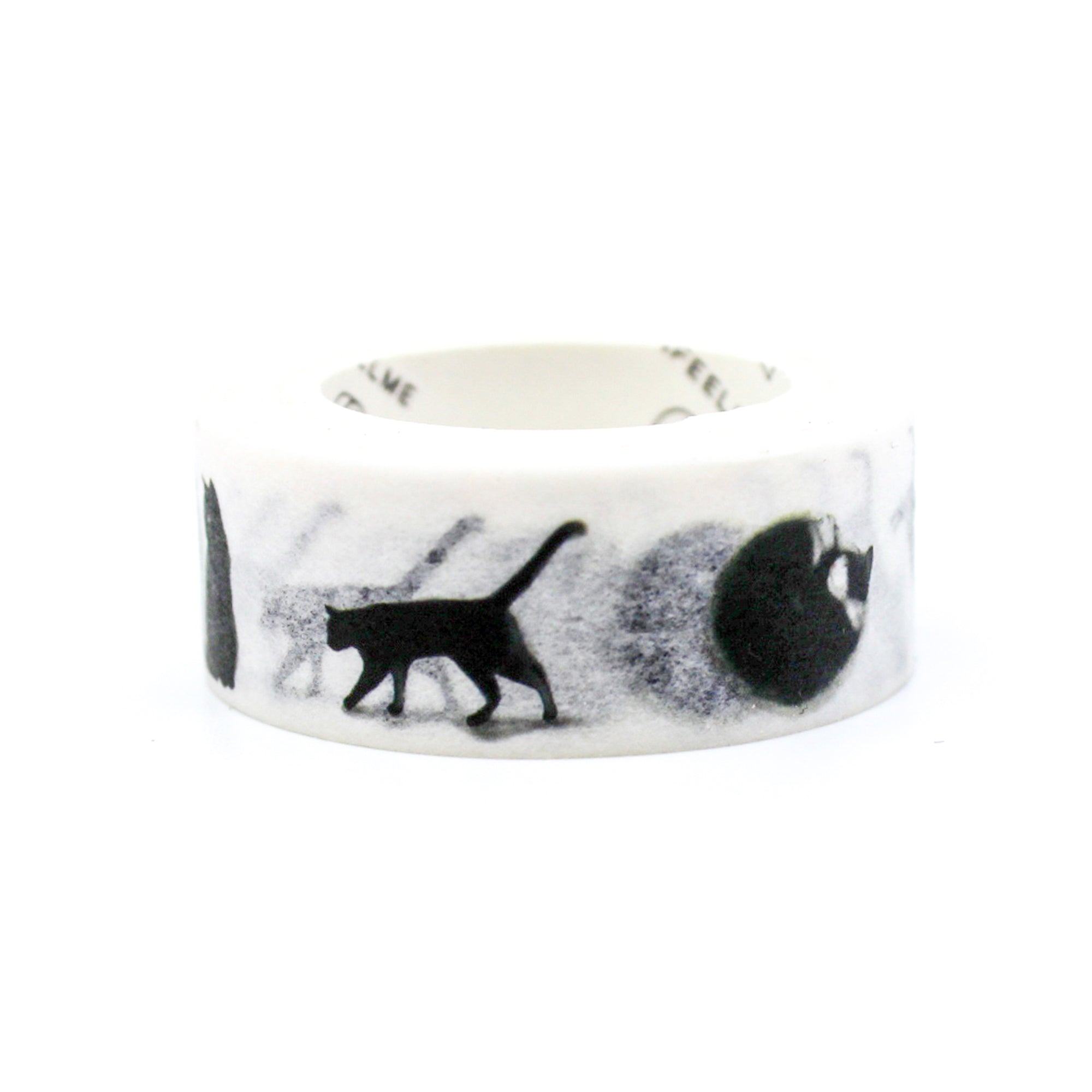 This graphic black and white cat-themed washi features several black cats stretching and being playful, might we say mischievous. This tape is perfect for all our cat-loving customers. This tape is from BBB Supplies Craft Shop.