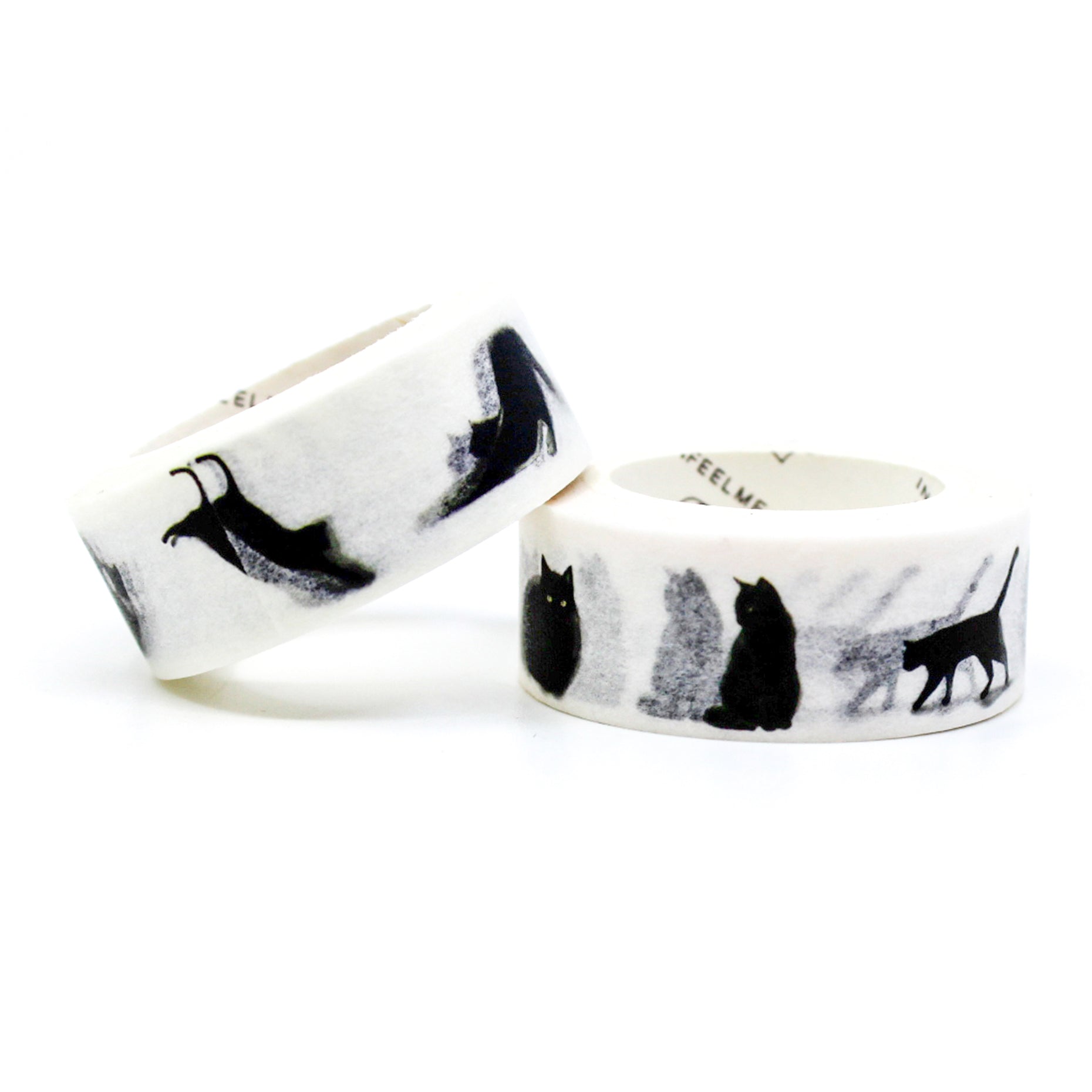 This graphic black and white cat-themed washi features several black cats stretching and being playful, might we say mischievous. This tape is perfect for all our cat-loving customers. This tape is from BBB Supplies Craft Shop.