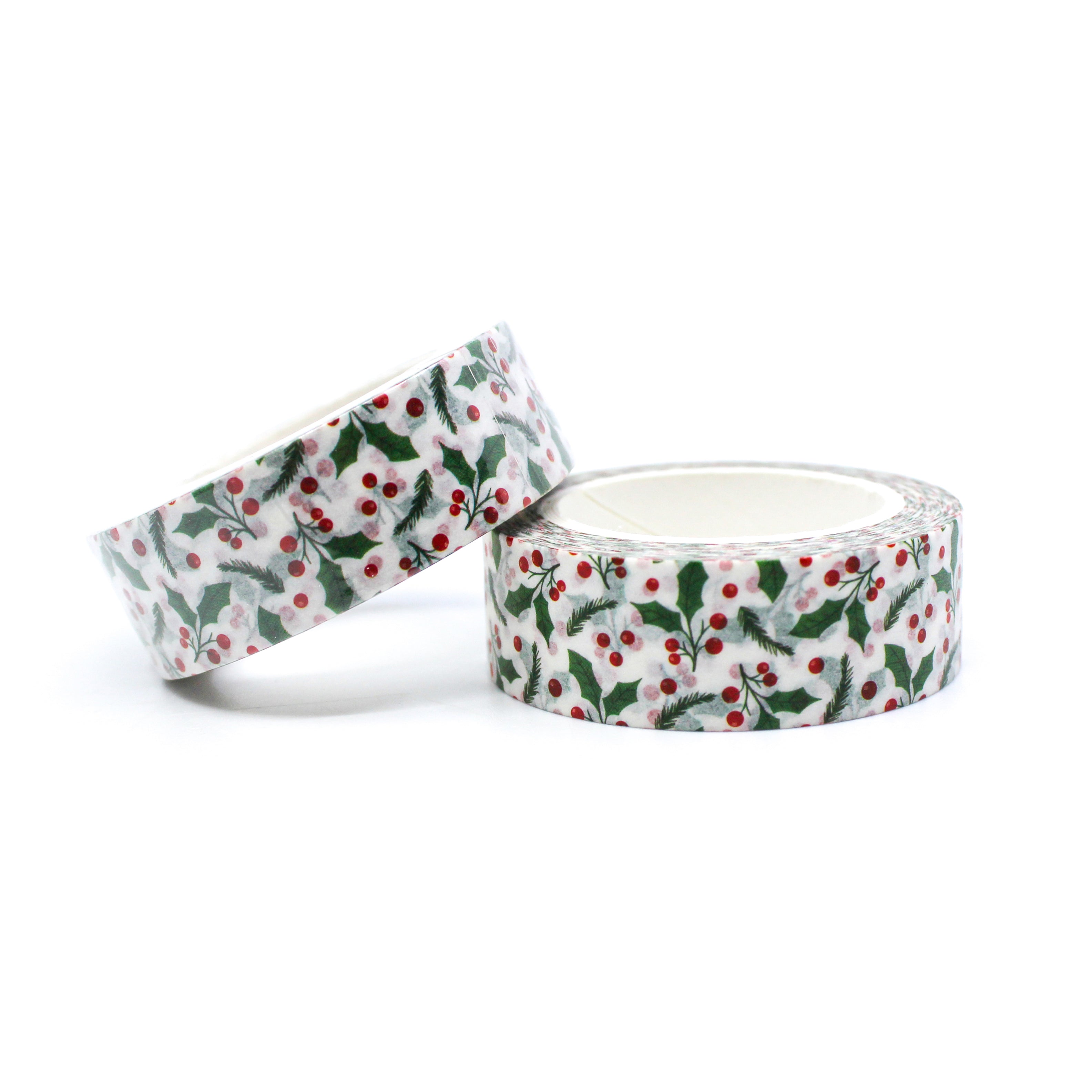 Cute little holiday holly and red berries washi tape from BBB Supplies Craft Shop.