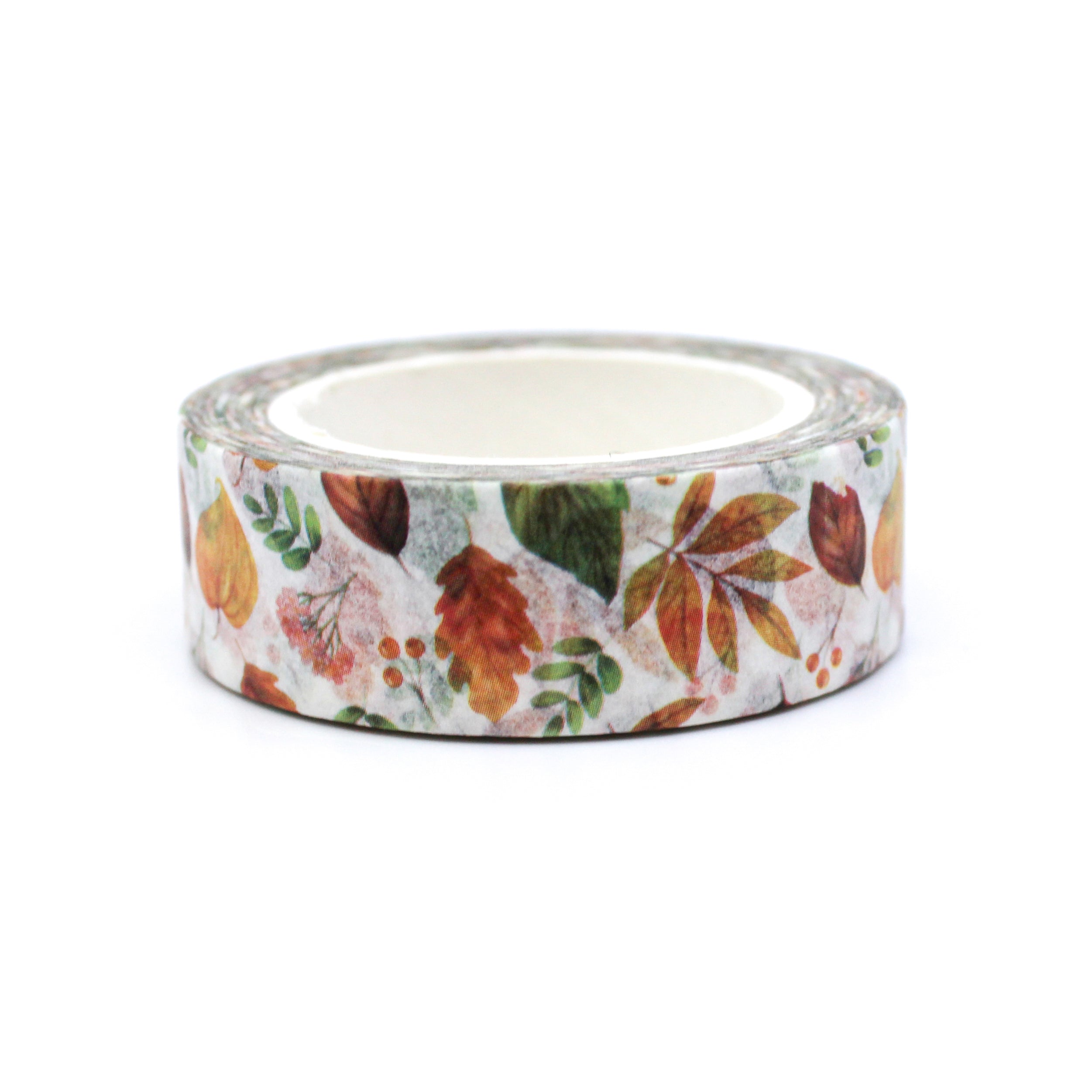This is an orange fall thanksgiving leaves pattern washi tape from BBB Supplies Craft Shop