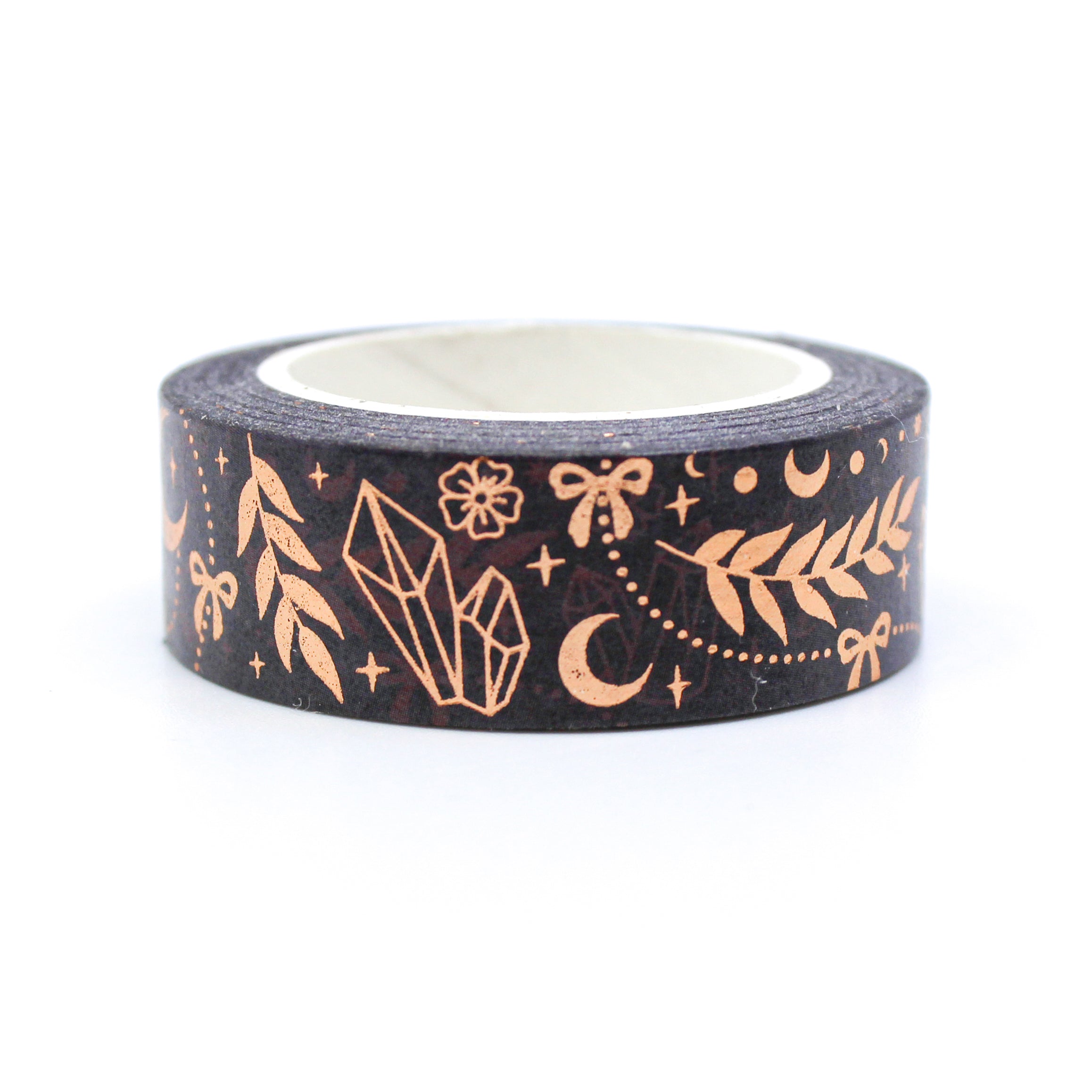 This is a view of copper crystals and celestial points mystical symbols washi tape from BBB Supplies Craft Shop