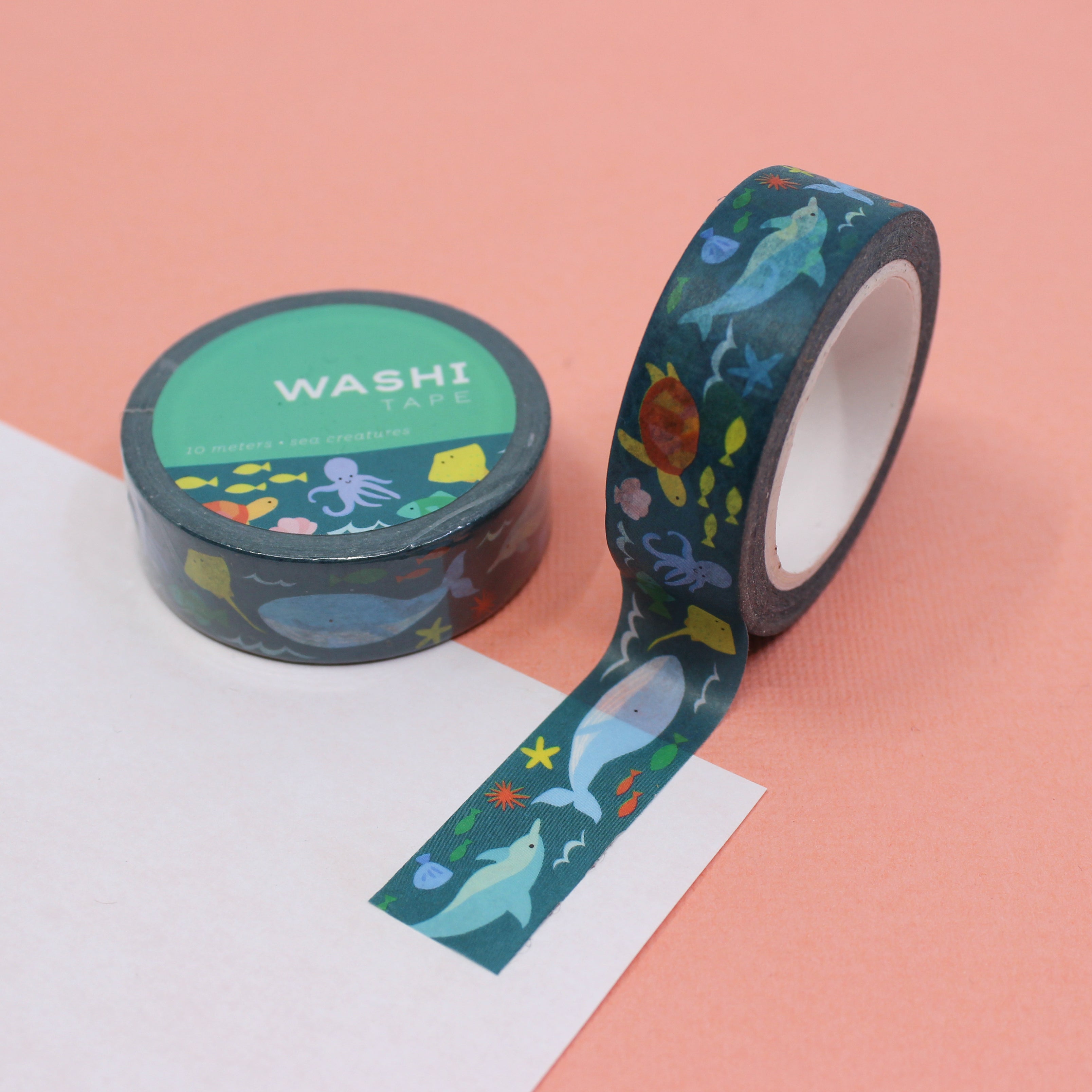 This is a sea creatures and under the water ocean pattern washi tape from BBB Supplies Craft Shop