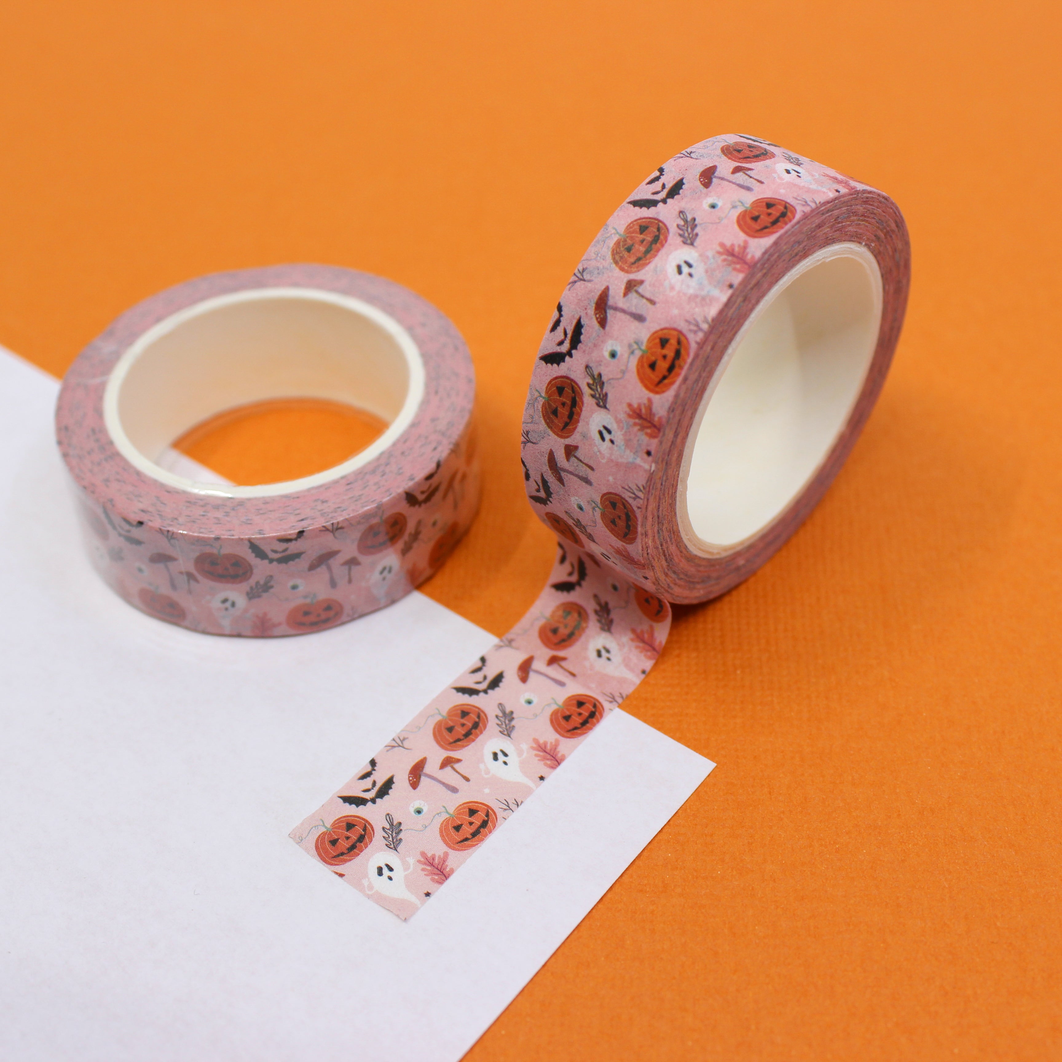 This is a cute pumpkin ghost and mushrooms pattern washi tape from BBB Supplies Craft Shop