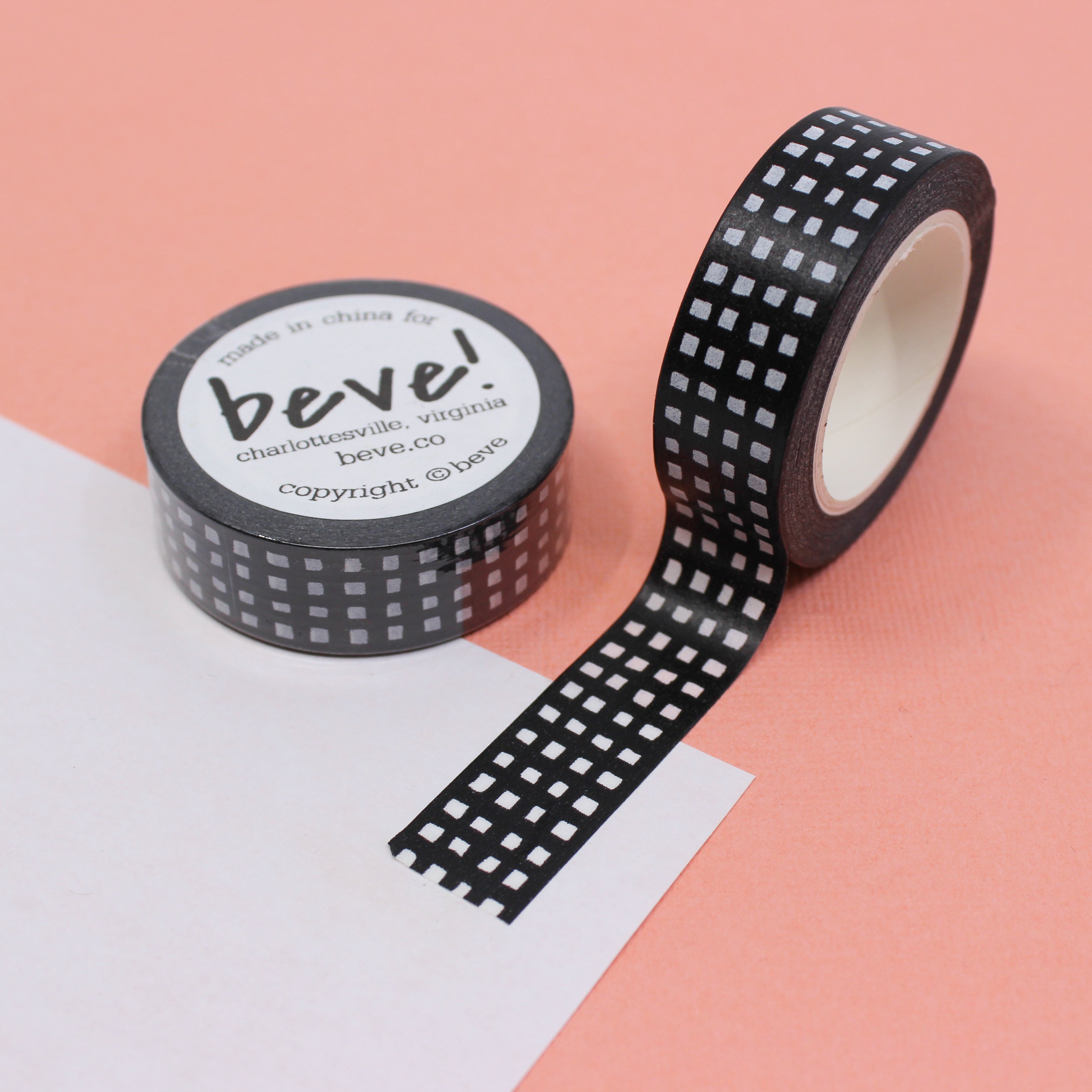 This is a black gingham plaid pattern washi tape from BBB Supplies Craft Shop