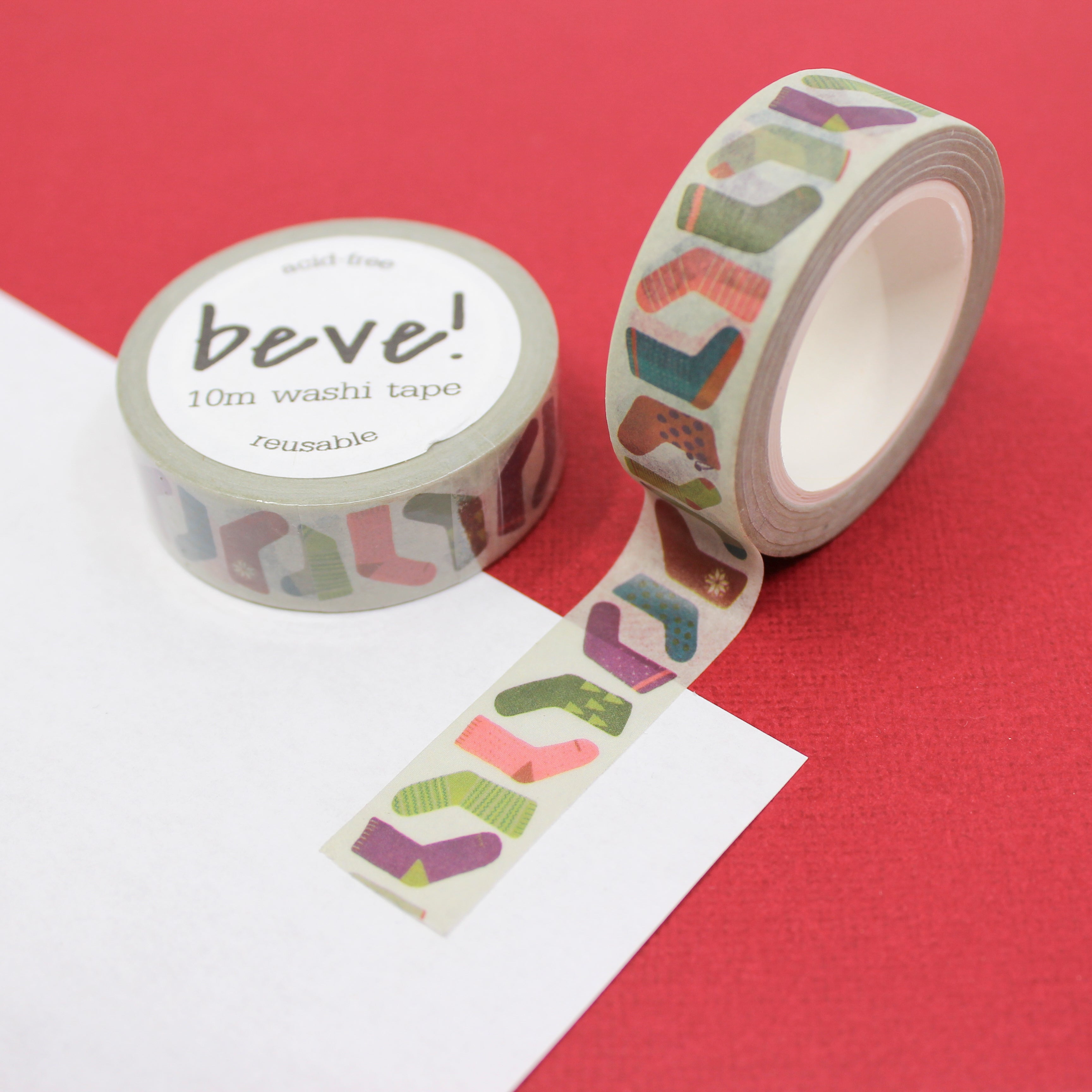 This is a colorful stockings pattern washi tape from BBB Supplies Craft Shop