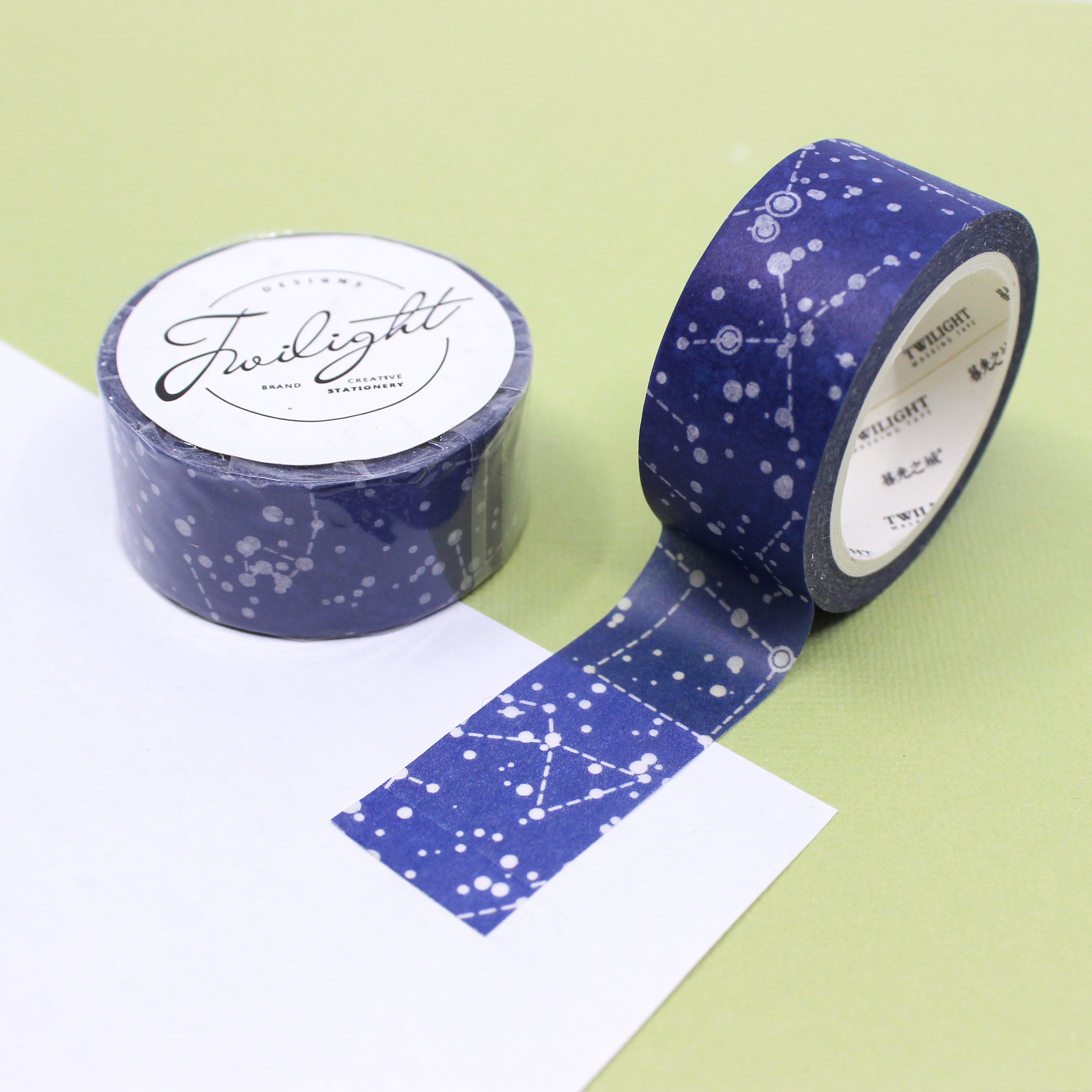 This is a blue constellation astronomy pattern washi tape from BBB Supplies Craft Shop