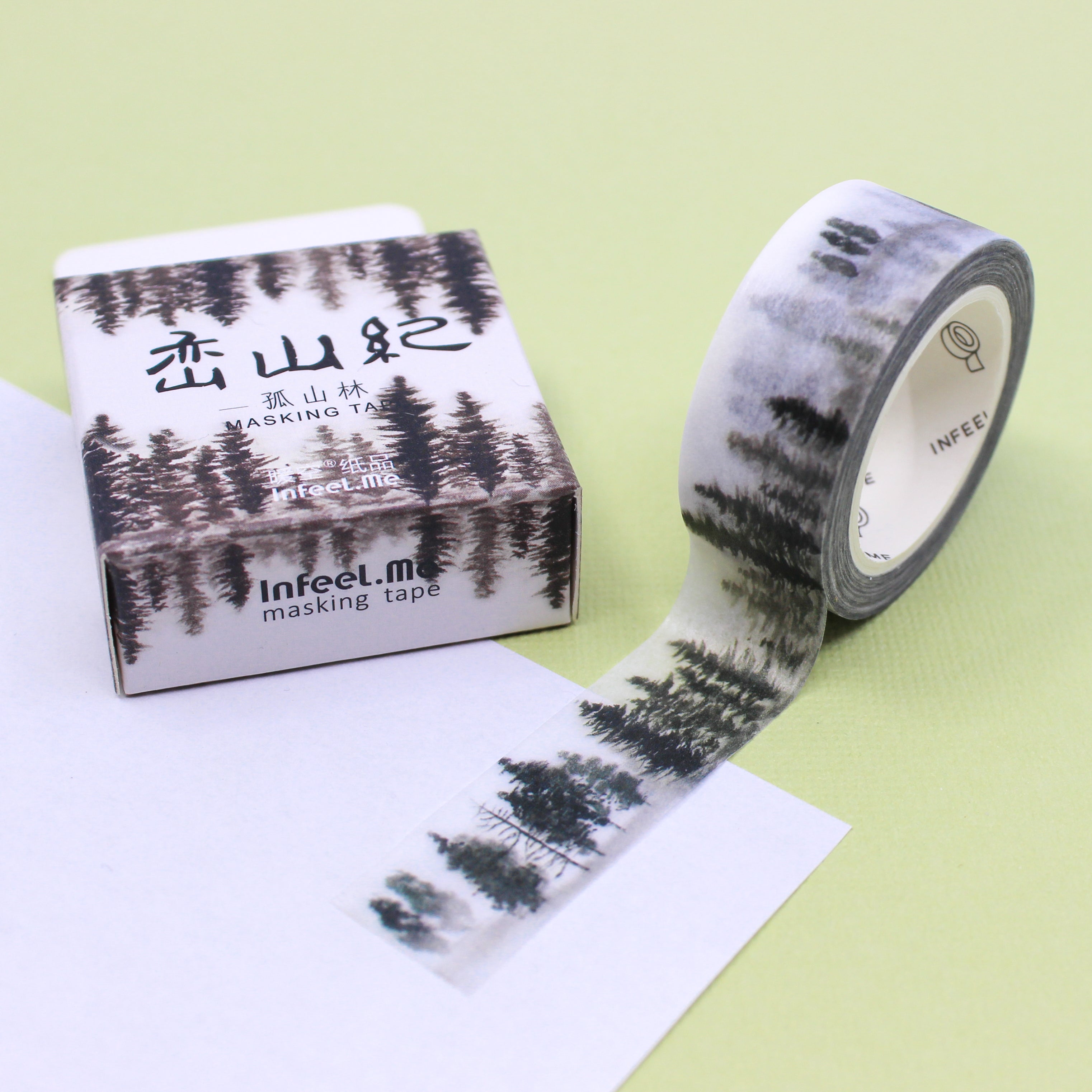 This is shadowy forest landscape trees pattern washi tape from BBB Supplies Craft Shop