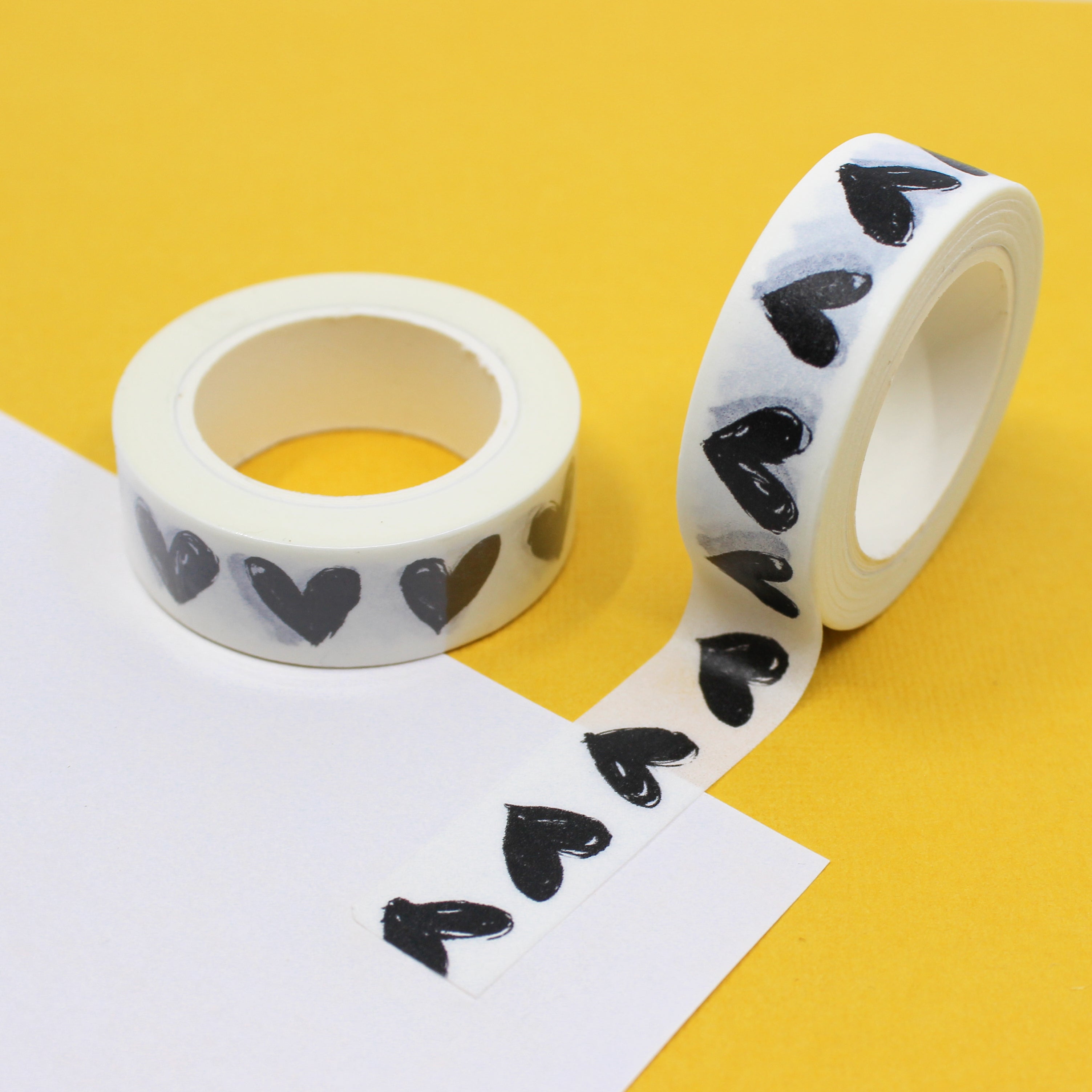 This is a solid black sketchy hearts view themed washi tape from BBB Supplies Craft Shop