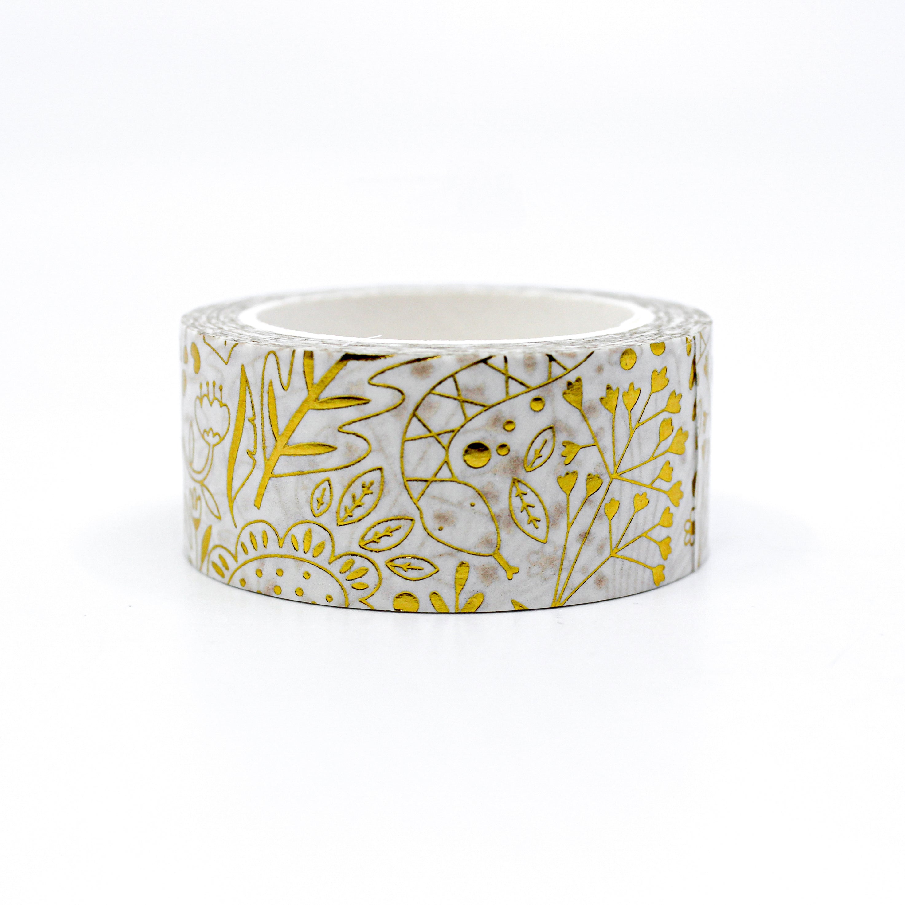 This is gold foil view of jungle snake and monstera leaf washi tape from BBB Supplies Craft Shop