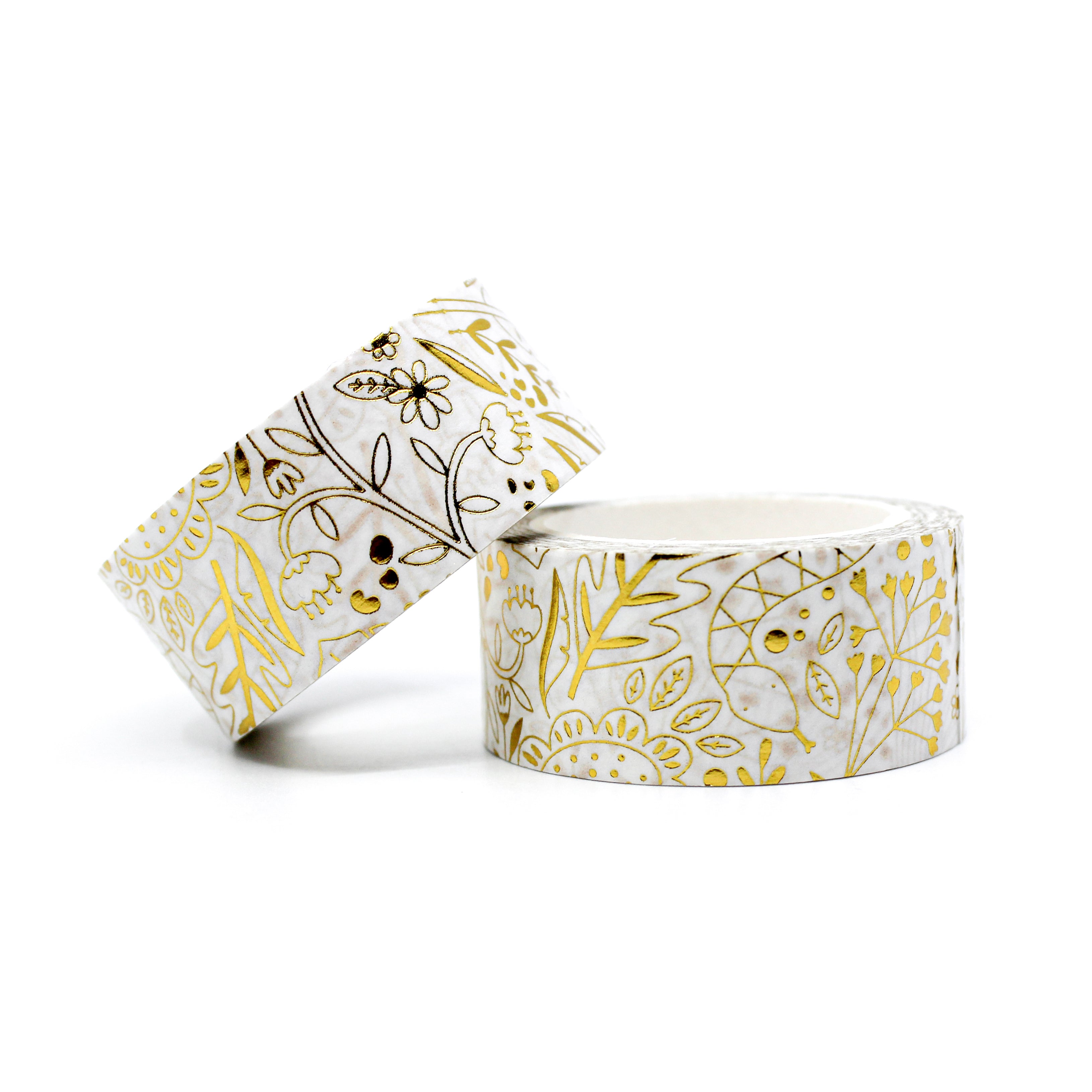 This is gold foil view of jungle snake and monstera leaf washi tape for Journal Supplies, Scrapbooking washi tapes from BBB Supplies Craft Shop