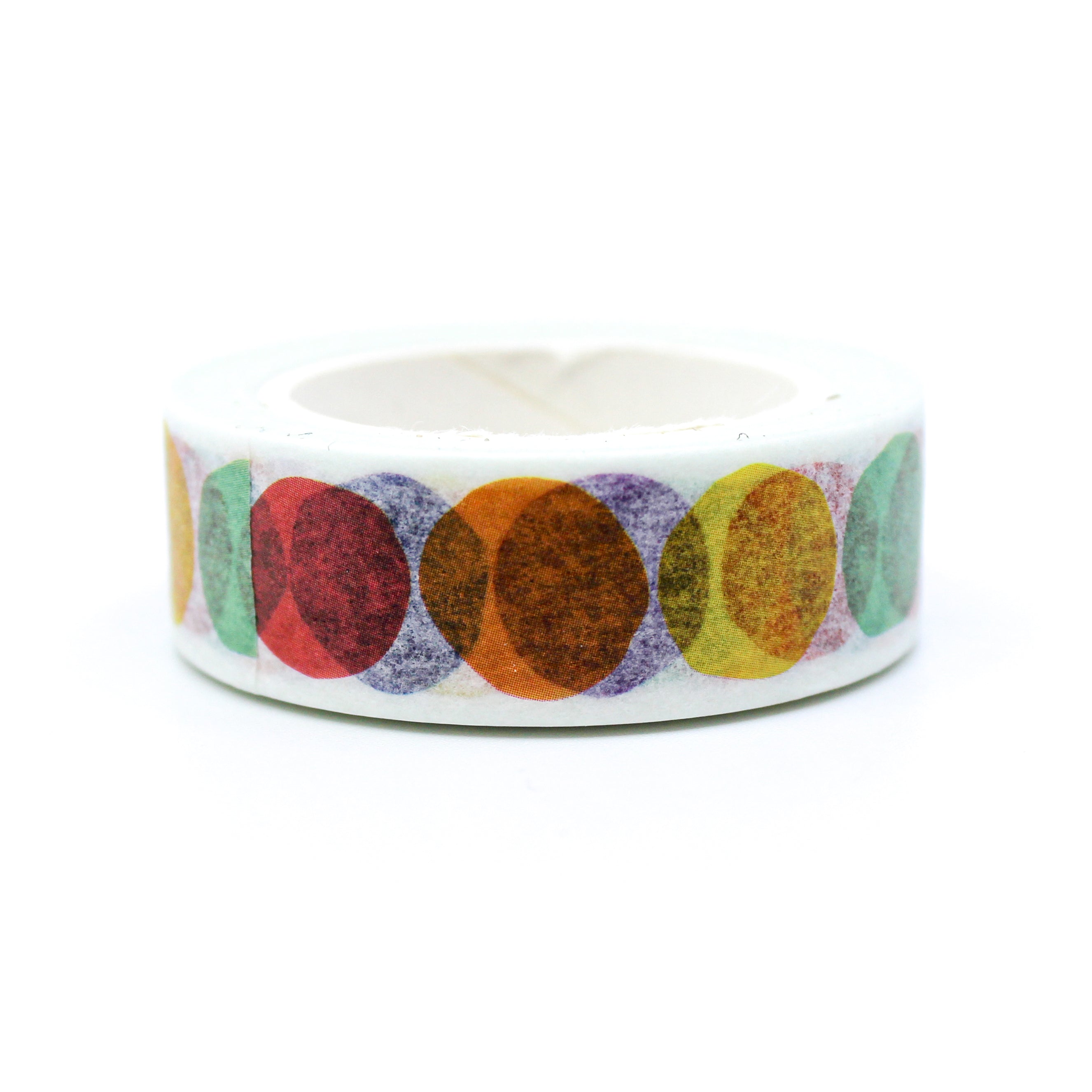 This is a view of multicolor large dots pattern washi tape from BBB Supplies Craft Shop