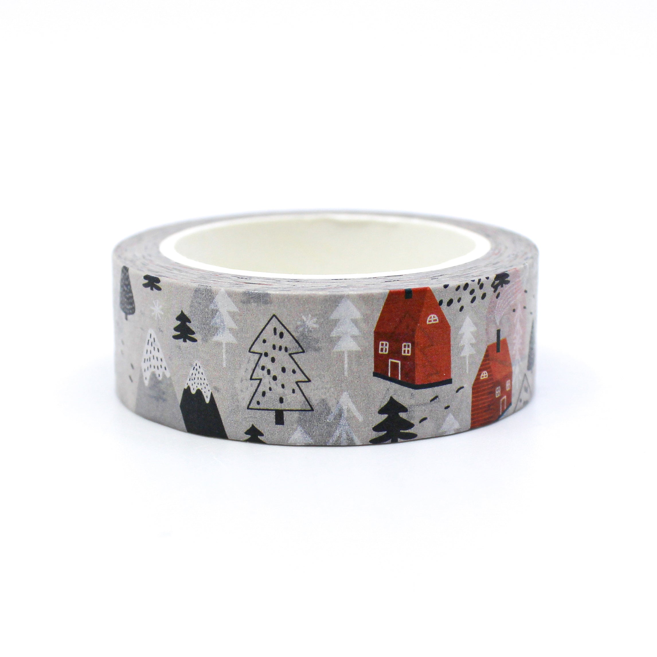 Cute Nordic Winter Woods with Red House Washi Tape from BBB Supplies Craft Shop.