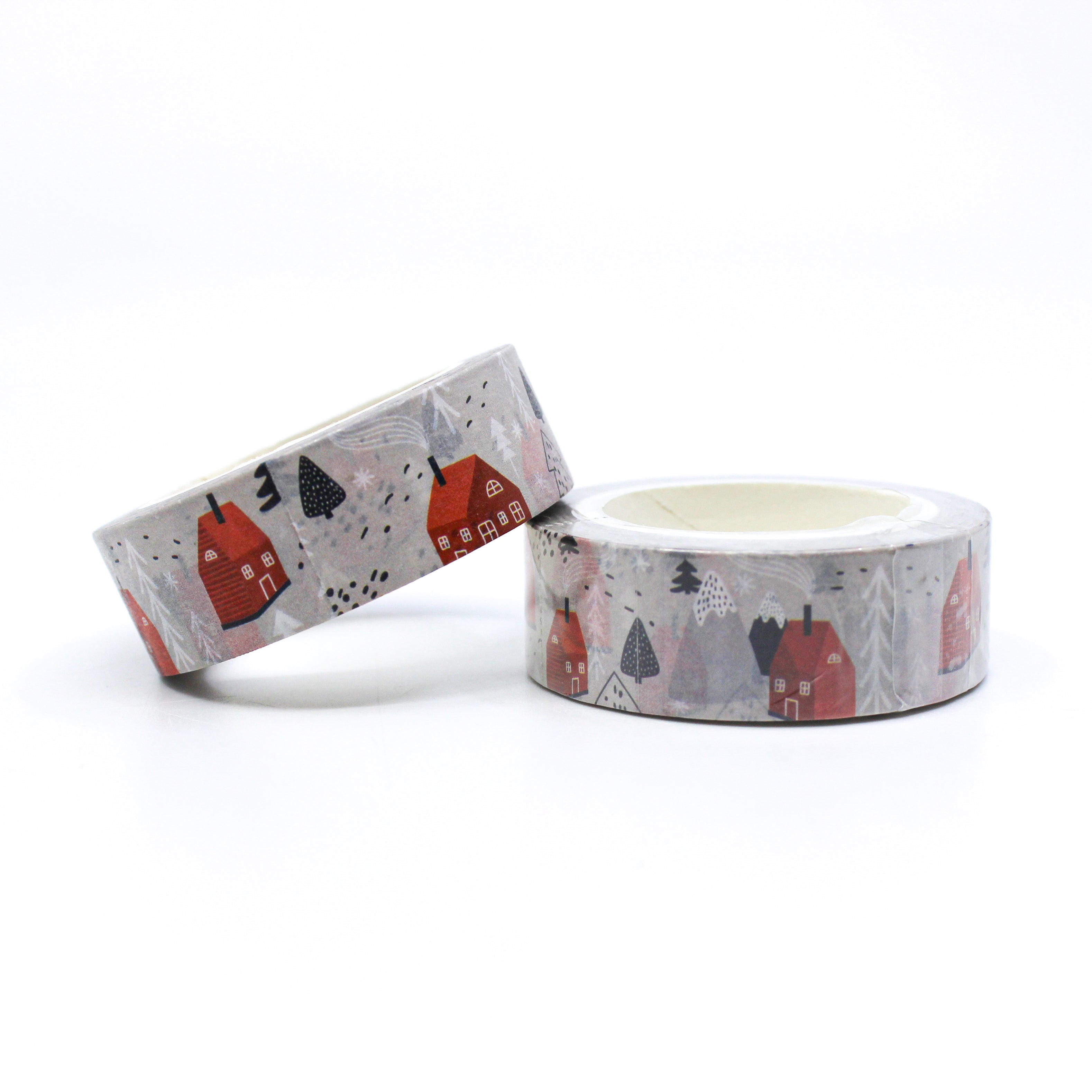 Cute Nordic Winter Woods with Red House Washi Tape from BBB Supplies Craft Shop.