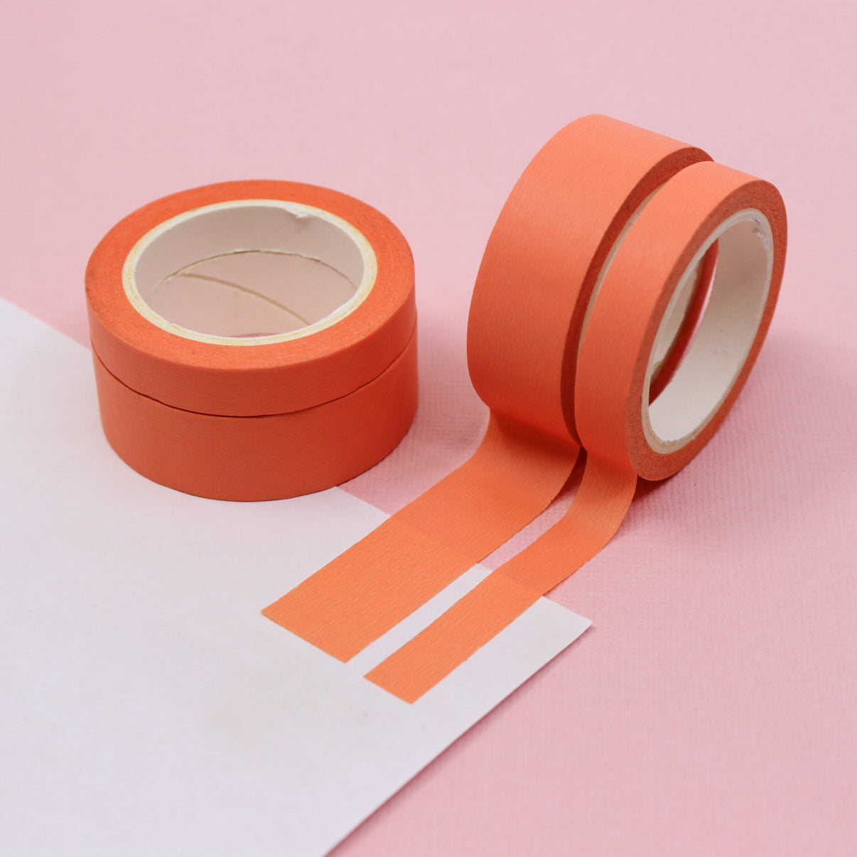 This pastel orange washi tape is vibrant and fun. This washi tape is part of our solid neon thick-thin matching duo washi collection. Find the perfect color for any project in BBB Supplies' thick-thin solids collection, from neon to neutral to pastel and more. This tape is sold at BBB Supplies Craft Shop.