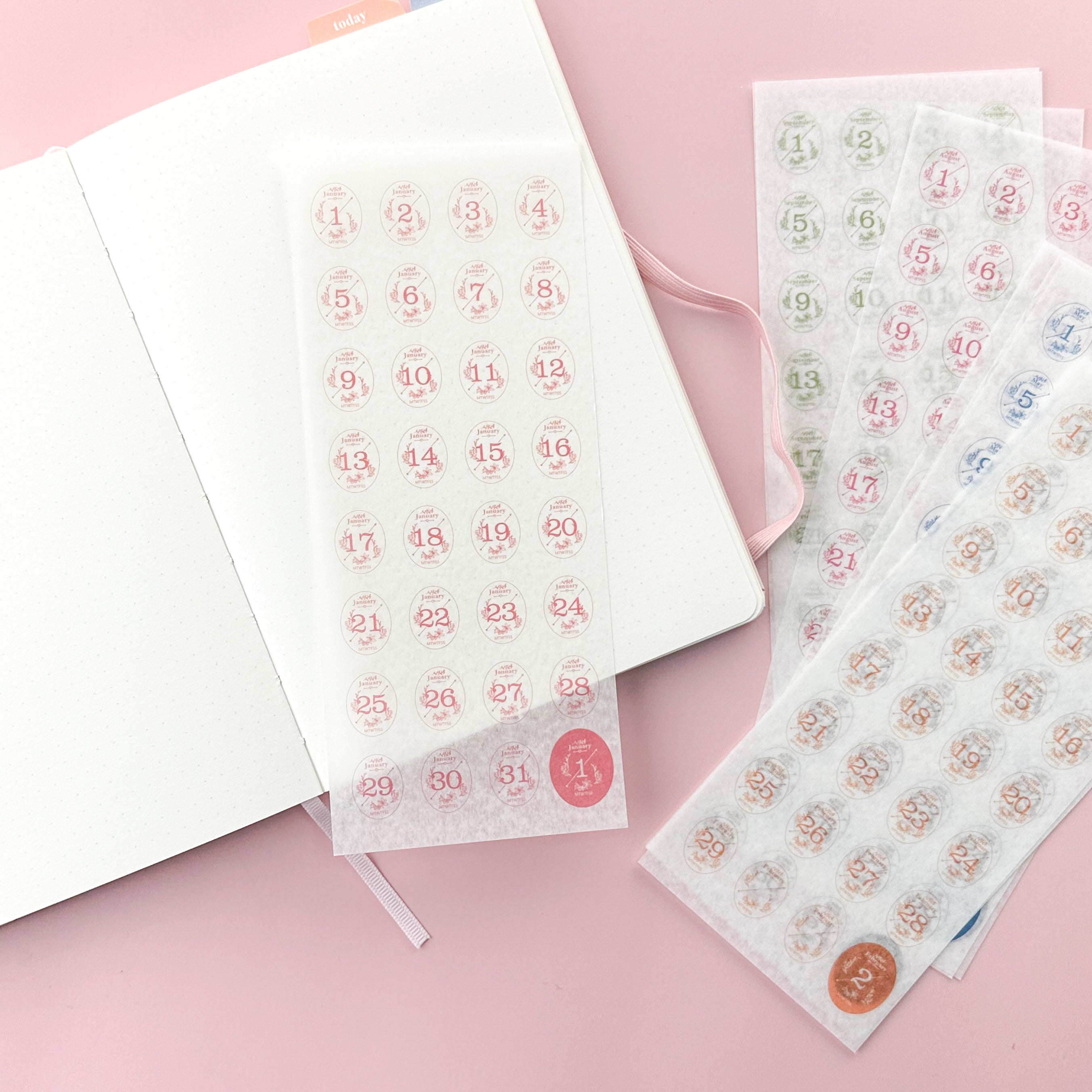 These are pre-dated monthly stickers for your monthly planner or BUJO spreads. These stickers are sold at BBB Supplies Craft Shop.
