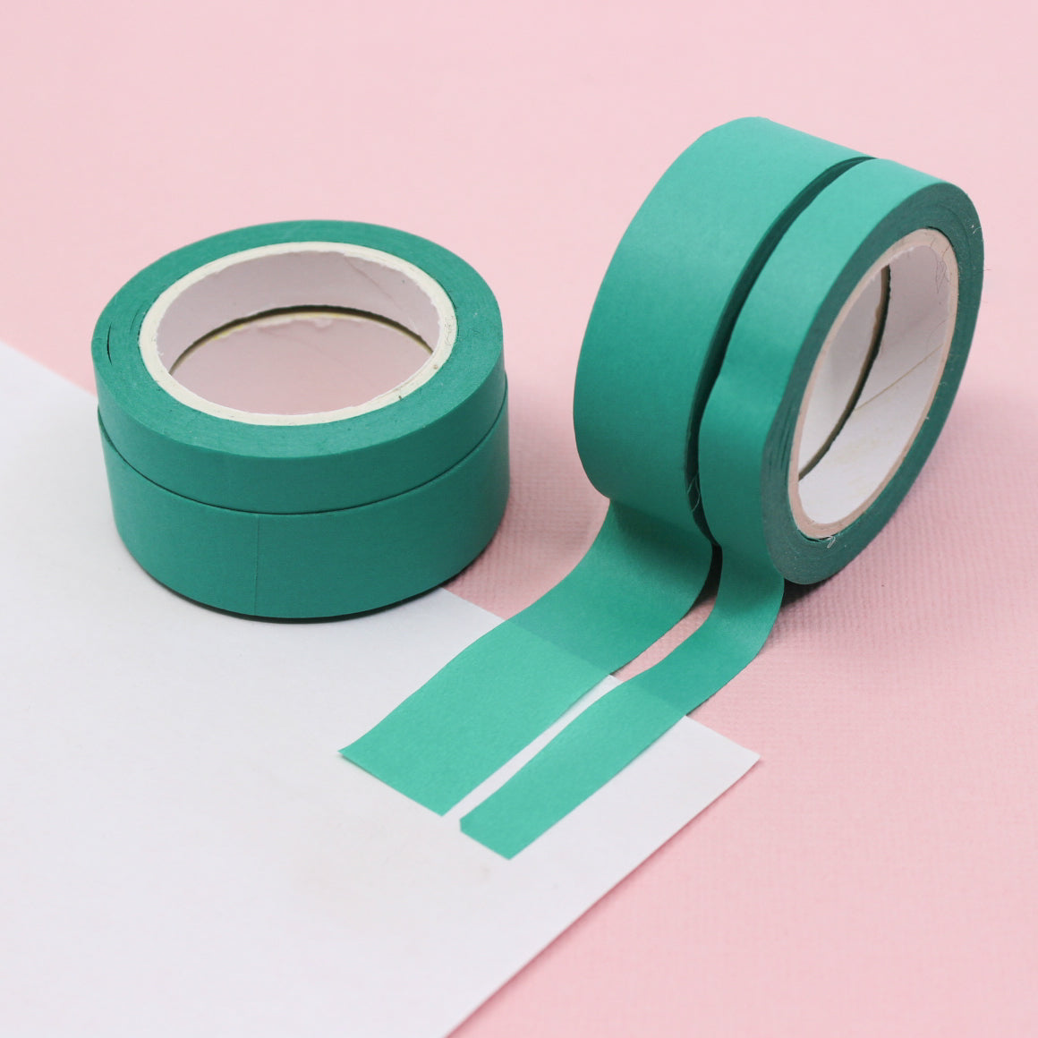 This pastel turquoise blue washi tape is vibrant and fun. This washi tape is part of our solid neon thick-thin matching duo washi collection. Find the perfect color for any project in BBB Supplies' thick-thin solids collection, from neon to neutral to pastel and more. This tape is sold at BBB Supplies Craft Shop.