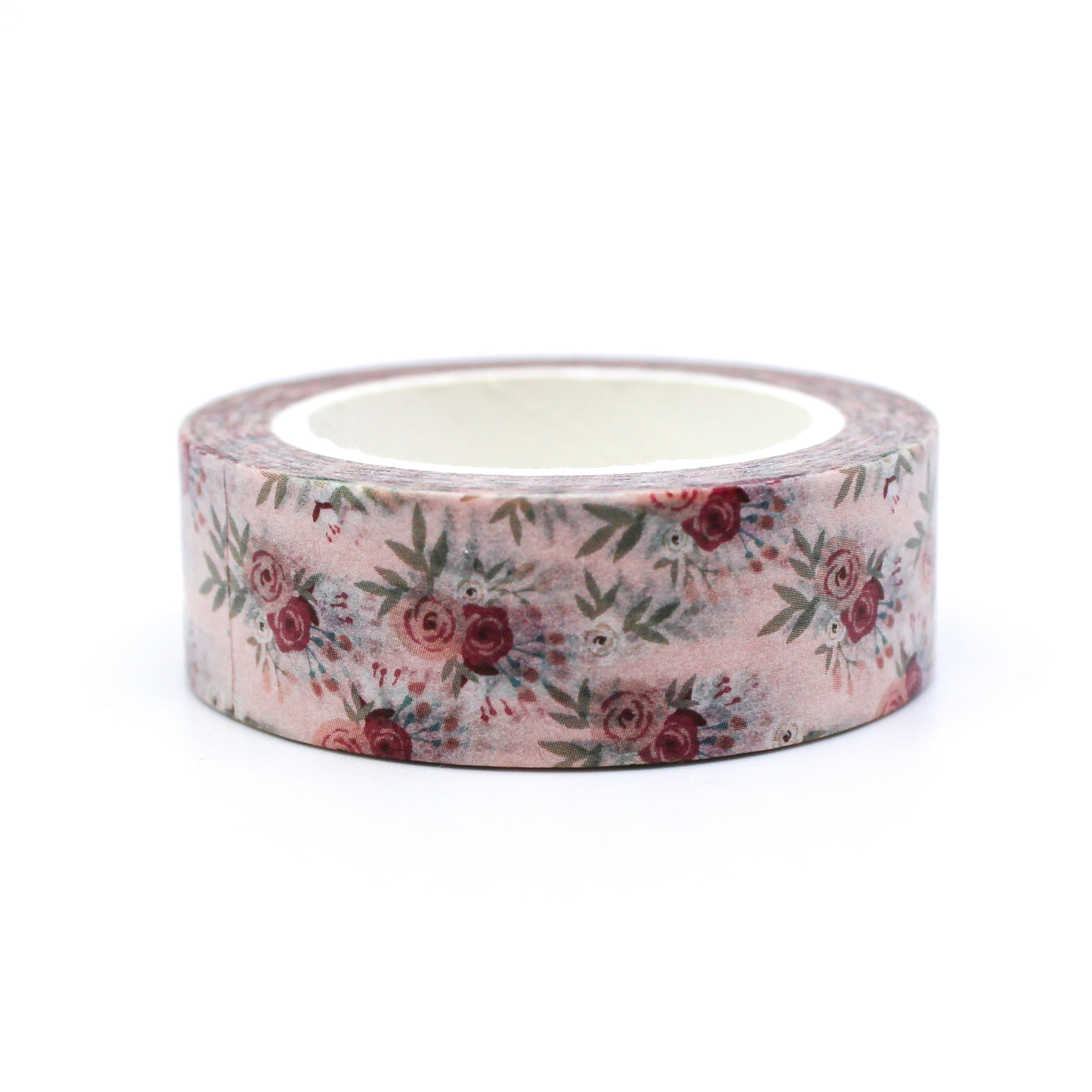 This a classy pink vintage florals washi tape from BBB Supplies Craft Shop