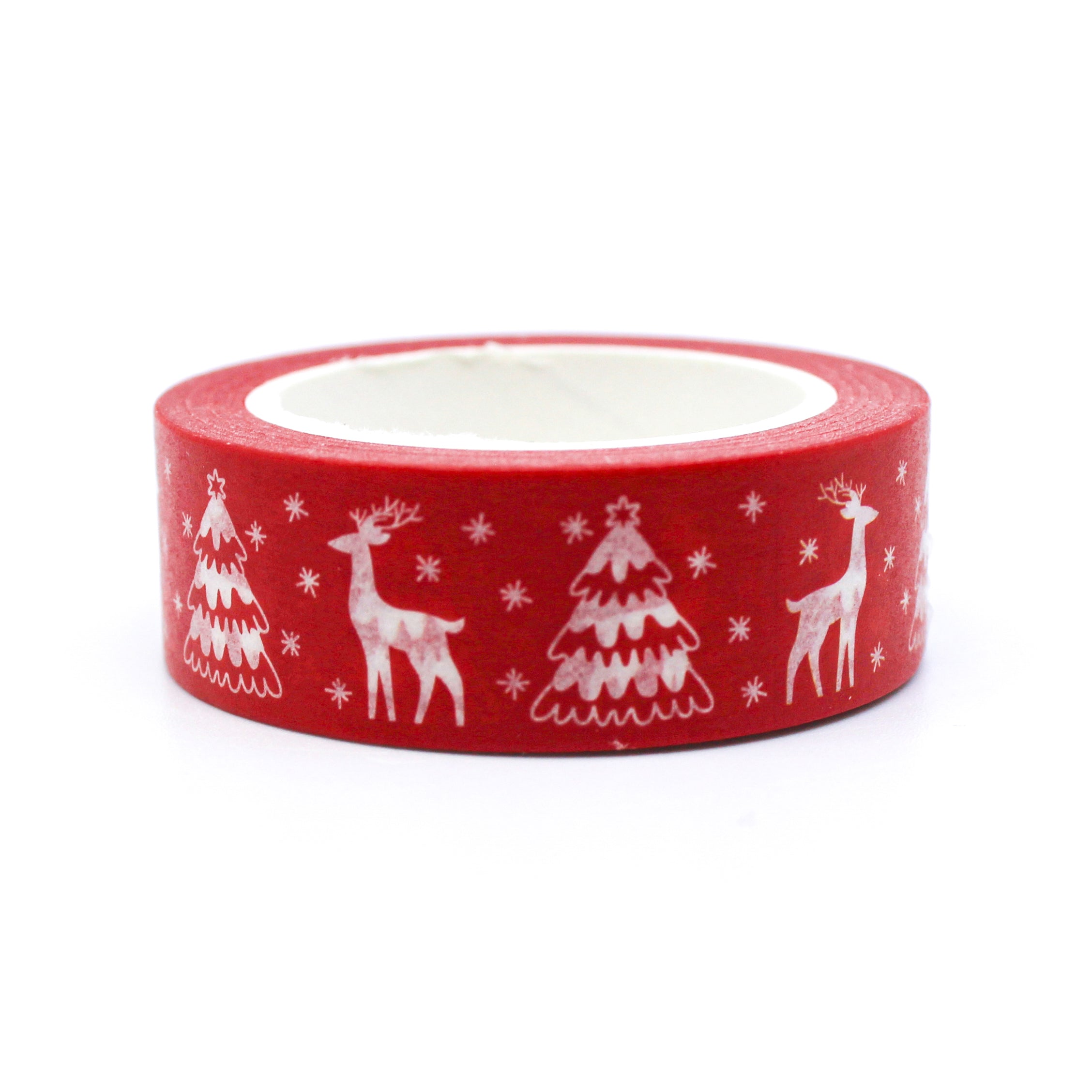 Red Reindeer and Christmas Tree Classic Holiday Washi Tape from BBB Supplies Craft Shop.