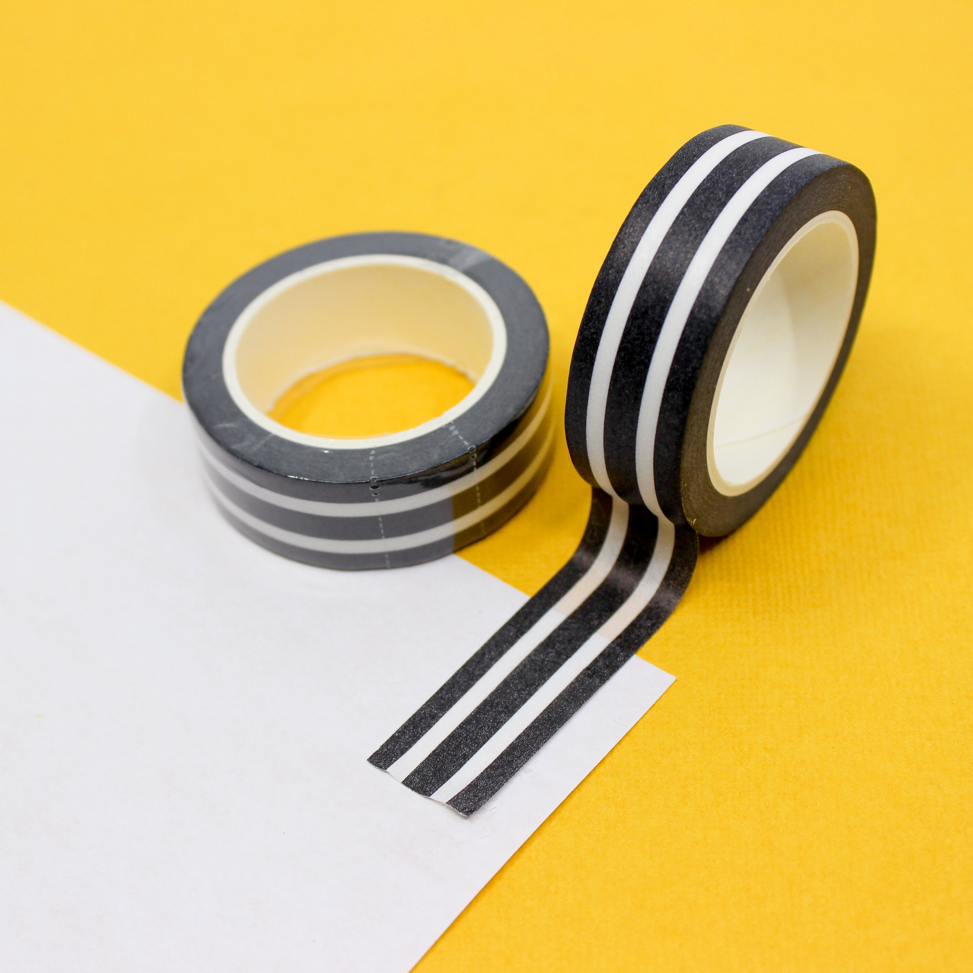 Thick Black and White Horizontal Stripe Washi