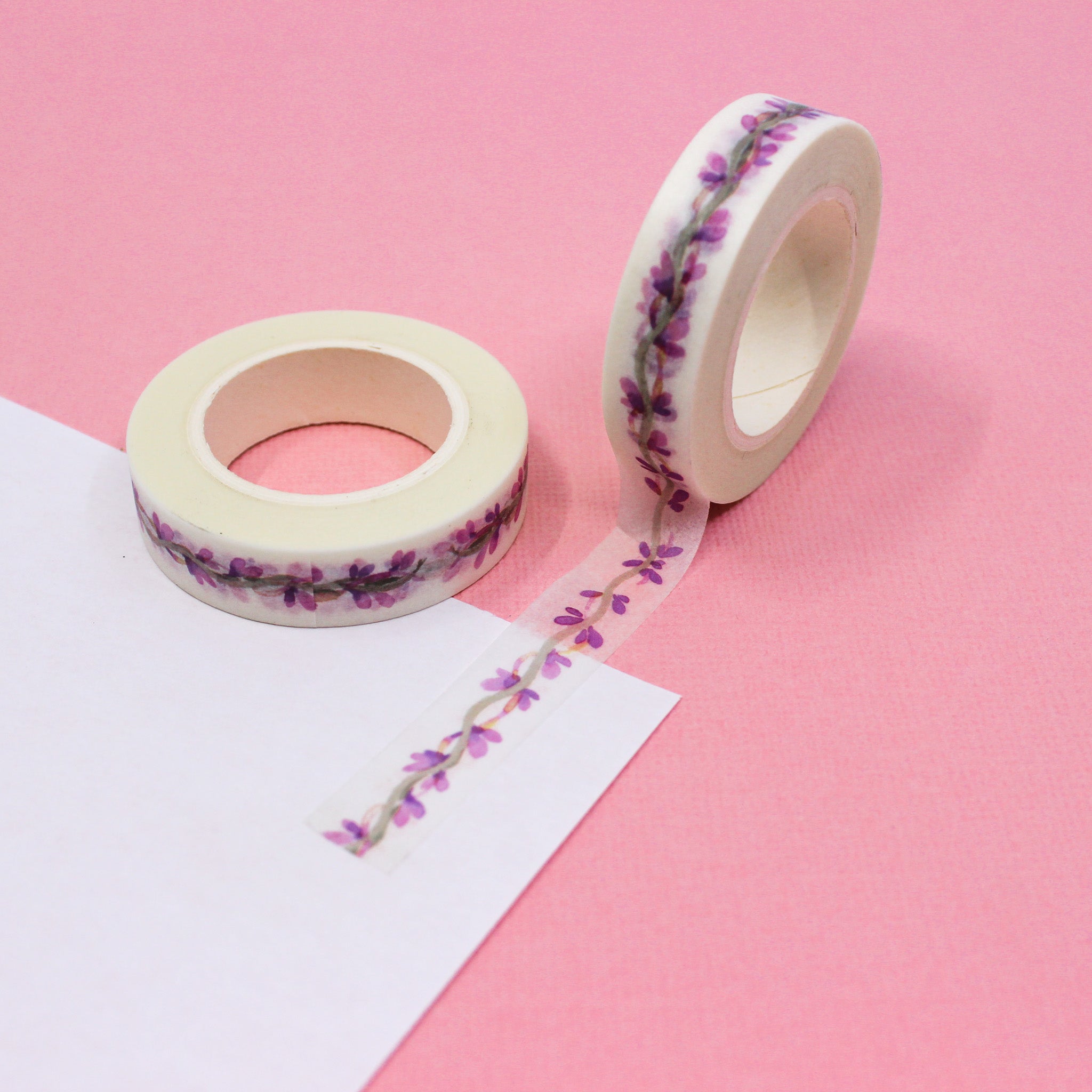 This decorative pretty purple floral thin tape is perfect for your journaling and planner needs. This pretty flower tape is from BBB Supplies Craft Shop.