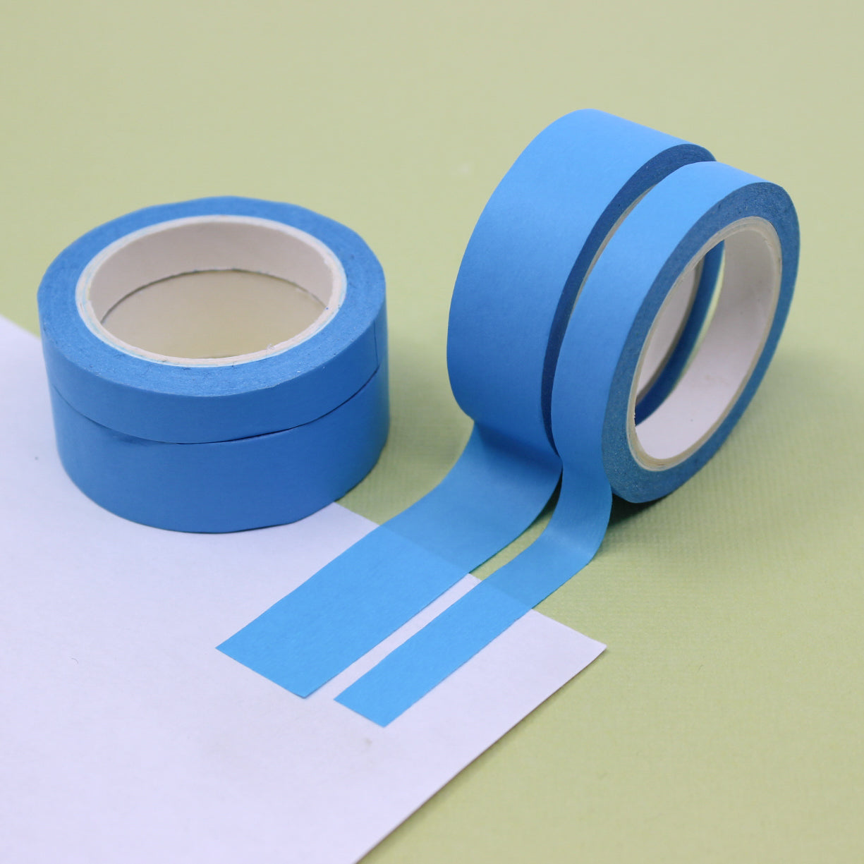 This neon blue washi tape is vibrant and fun. This washi tape is part of our solid neon thick-thin matching duo washi collection. Find the perfect color for any project in BBB Supplies' thick-thin solids collection from neon to neutral to pastel and more.