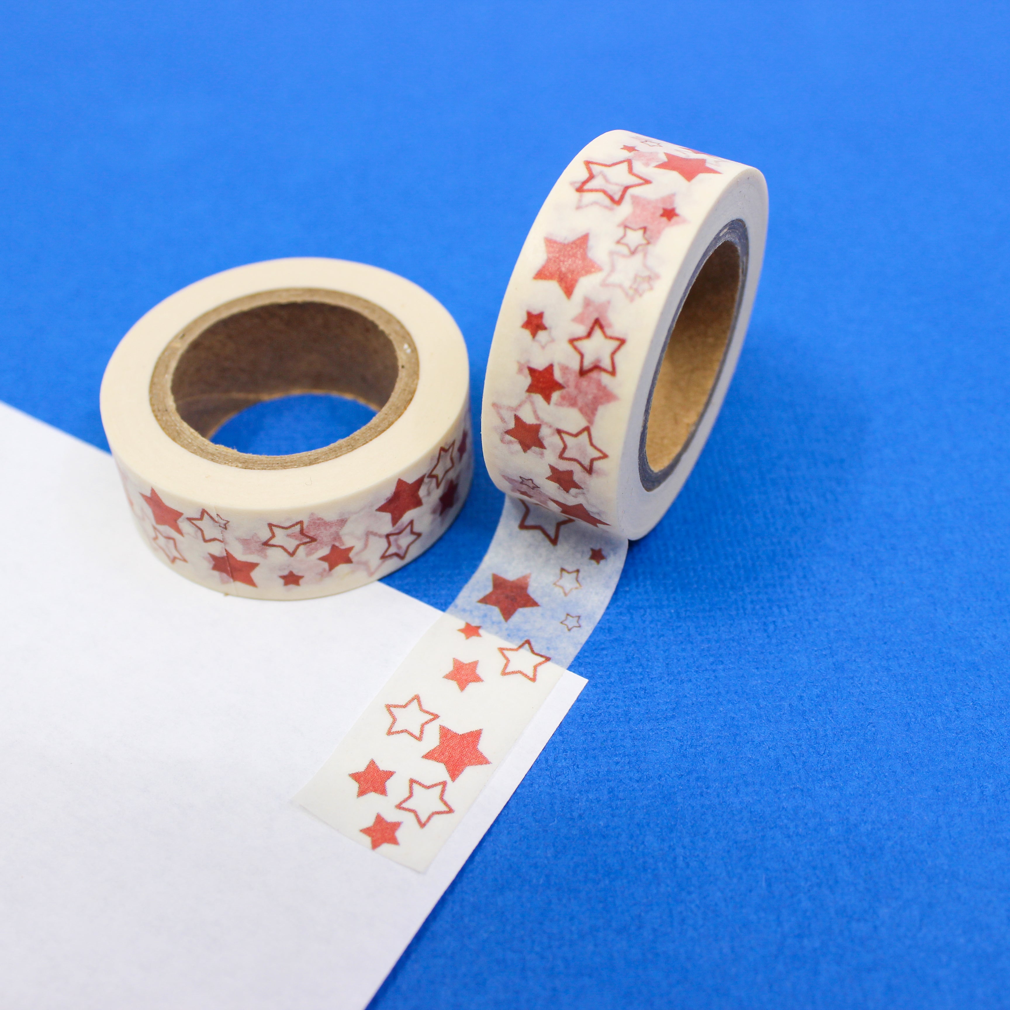 This is a red and white star pattern washi tape from BBB Supplies Craft Shop