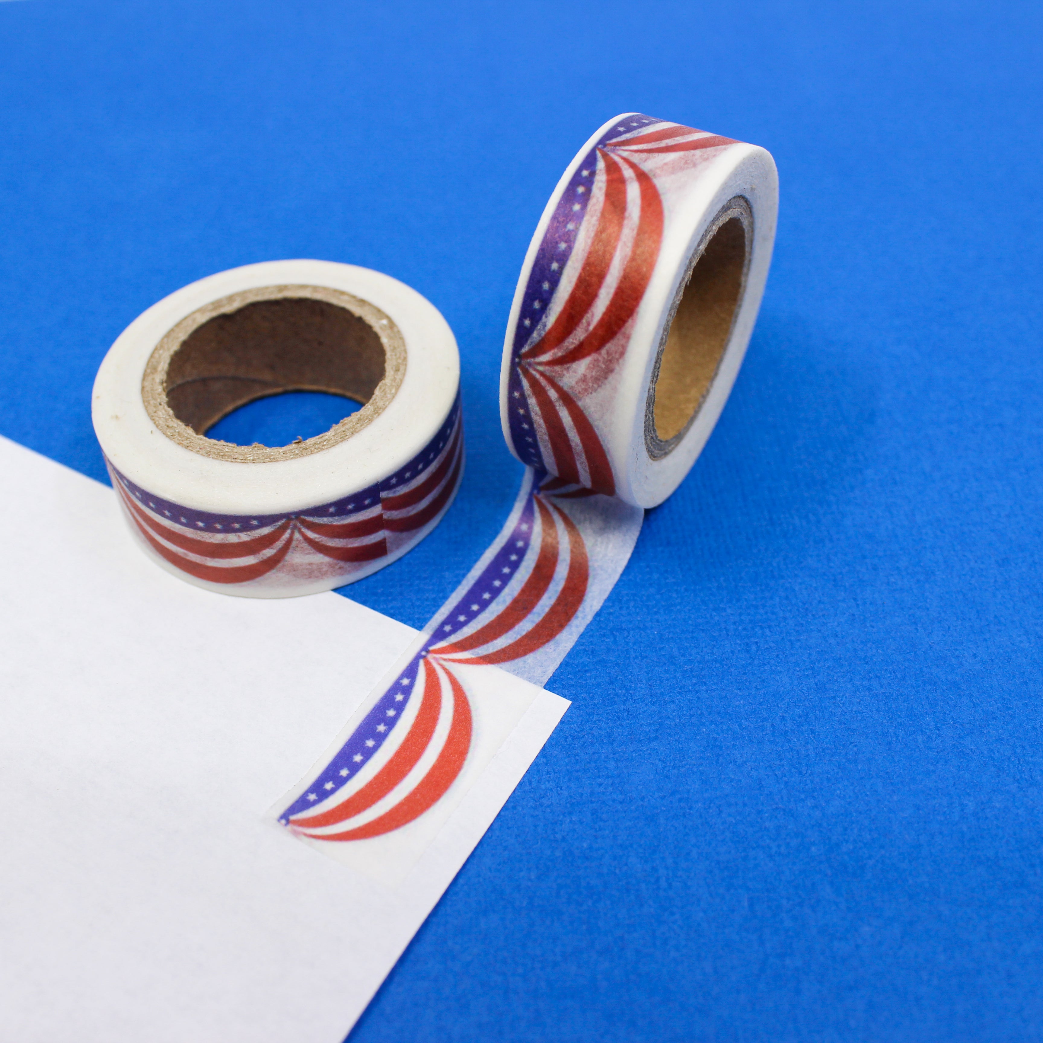 This is red and blue scalloped American flag pattern Washi Tape from BBB Supplies Craft Shop