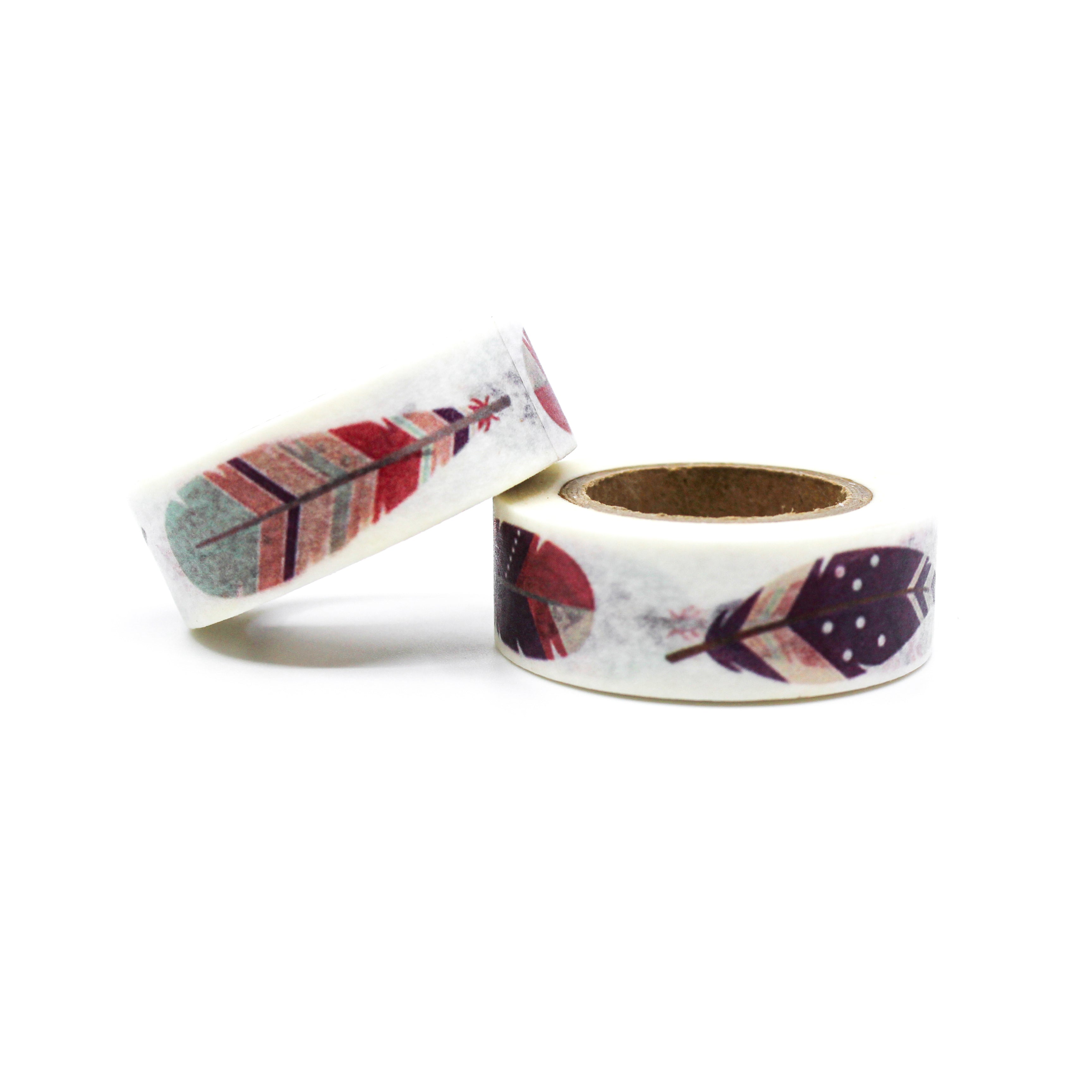 This is a graphic of beautiful and colorful feathers pattern for Journal Supplies, Scrapbooking washi tapes from BBB Supplies Craft Shop