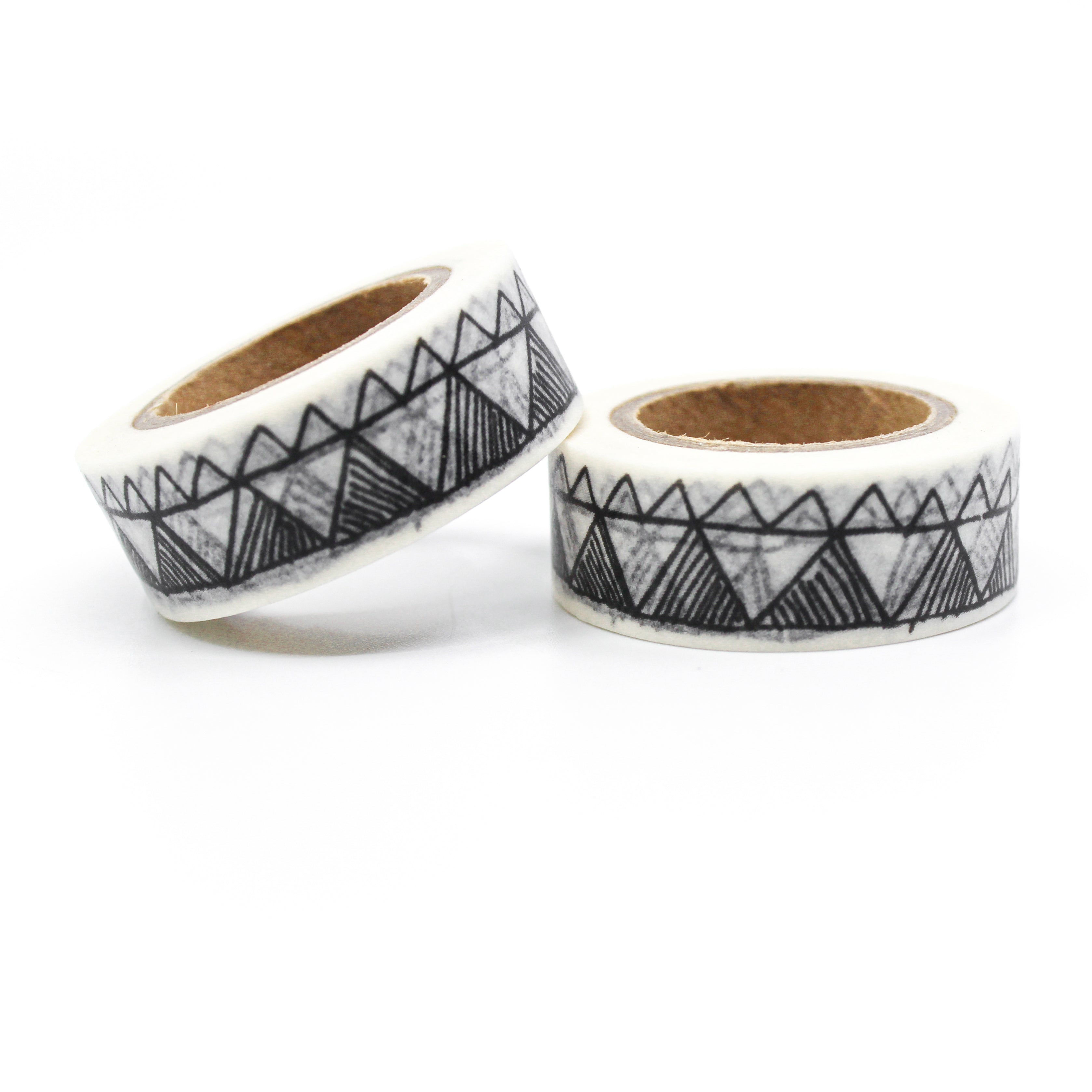 This is a graphic of black and white sketchy mountains pattern for Journal Supplies, Scrapbooking washi tapes from BBB Supplies Craft Shop