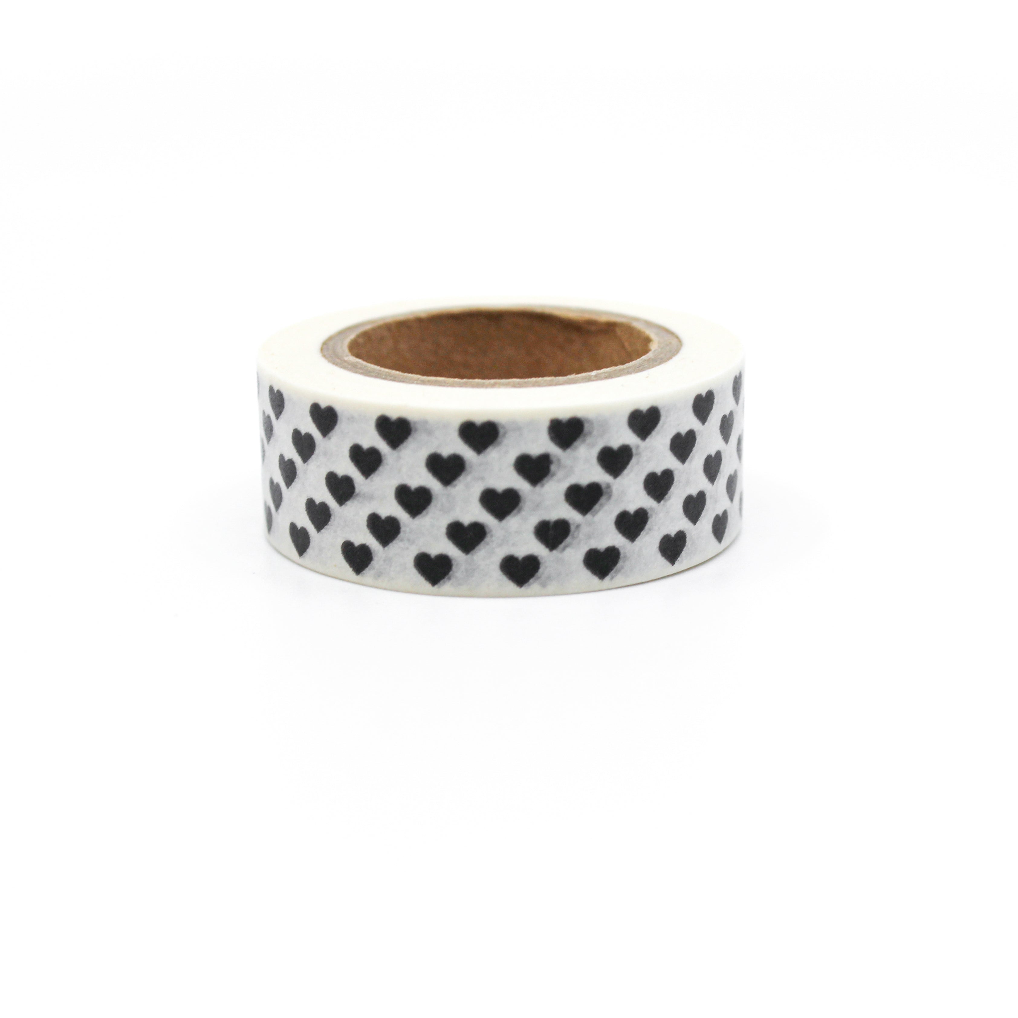 This is a black and white multi hearts pattern washi tape from BBB Supplies Craft Shop