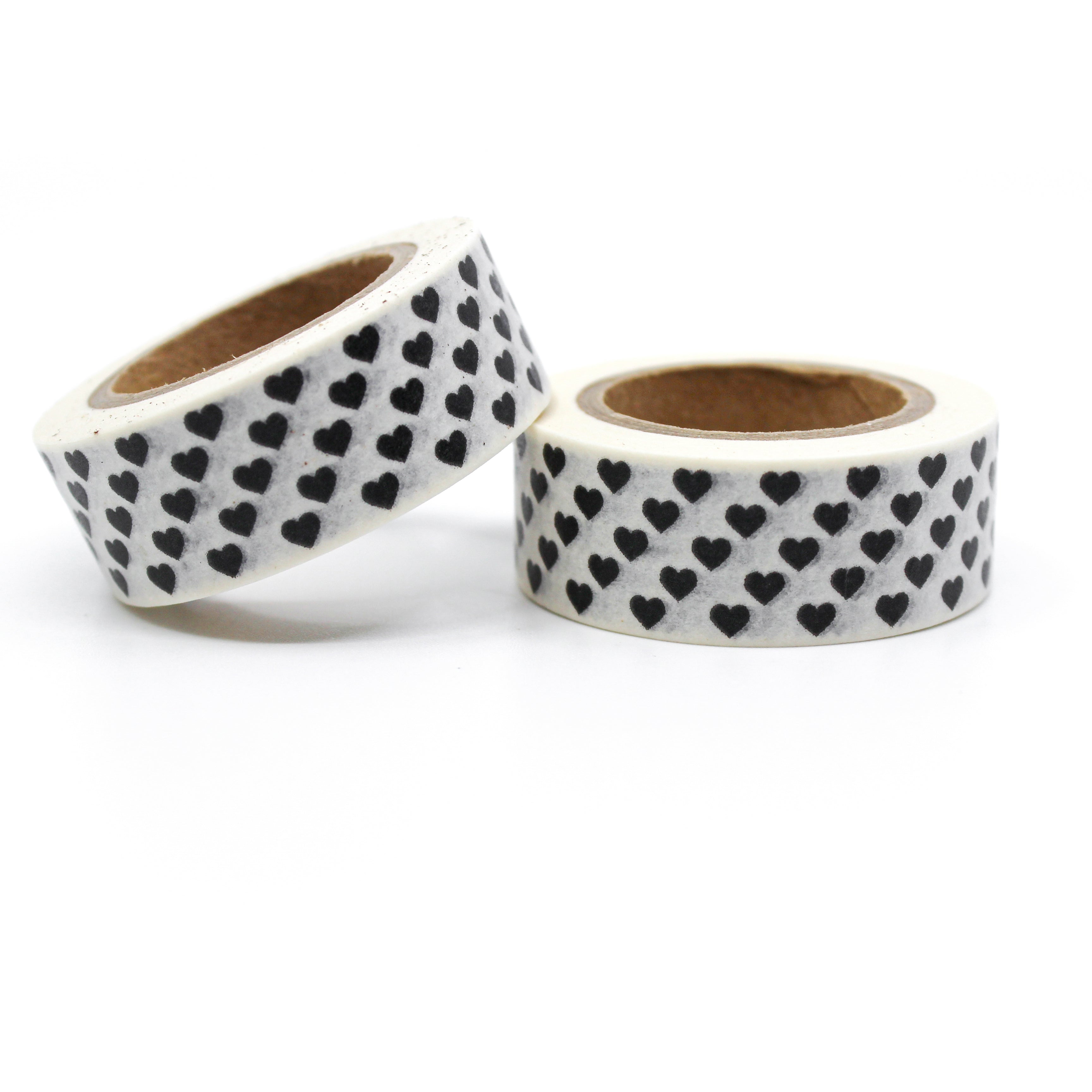 This is a graphic of black and white mini-hearts pattern for Journal Supplies, Scrapbooking washi tapes from BBB Supplies Craft Shop